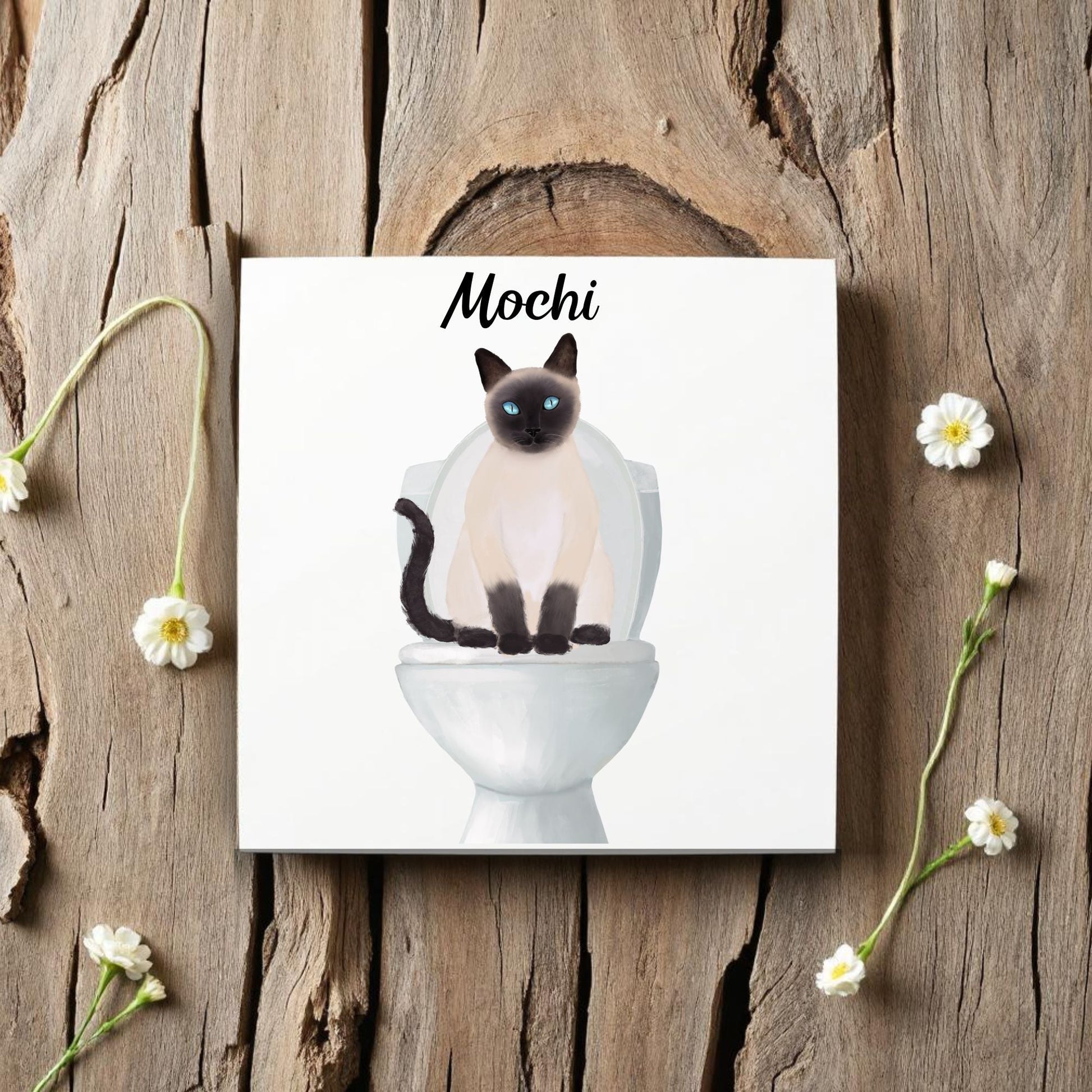 Siamese Cat Ceramic Tile – Handcrafted Whimsical Decor - MerikaArt
