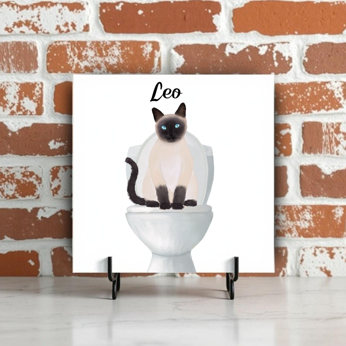 Siamese Cat Ceramic Tile – Handcrafted Whimsical Decor - MerikaArt