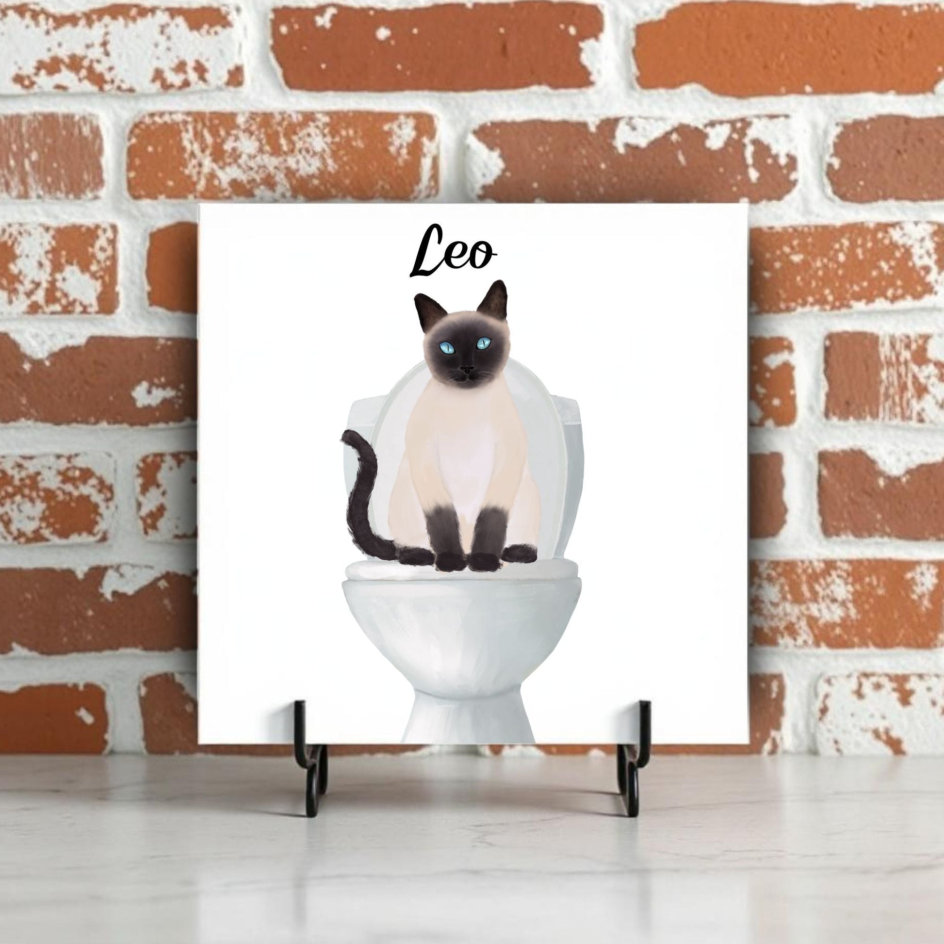 Siamese Cat Ceramic Tile – Handcrafted Whimsical Decor - MerikaArt