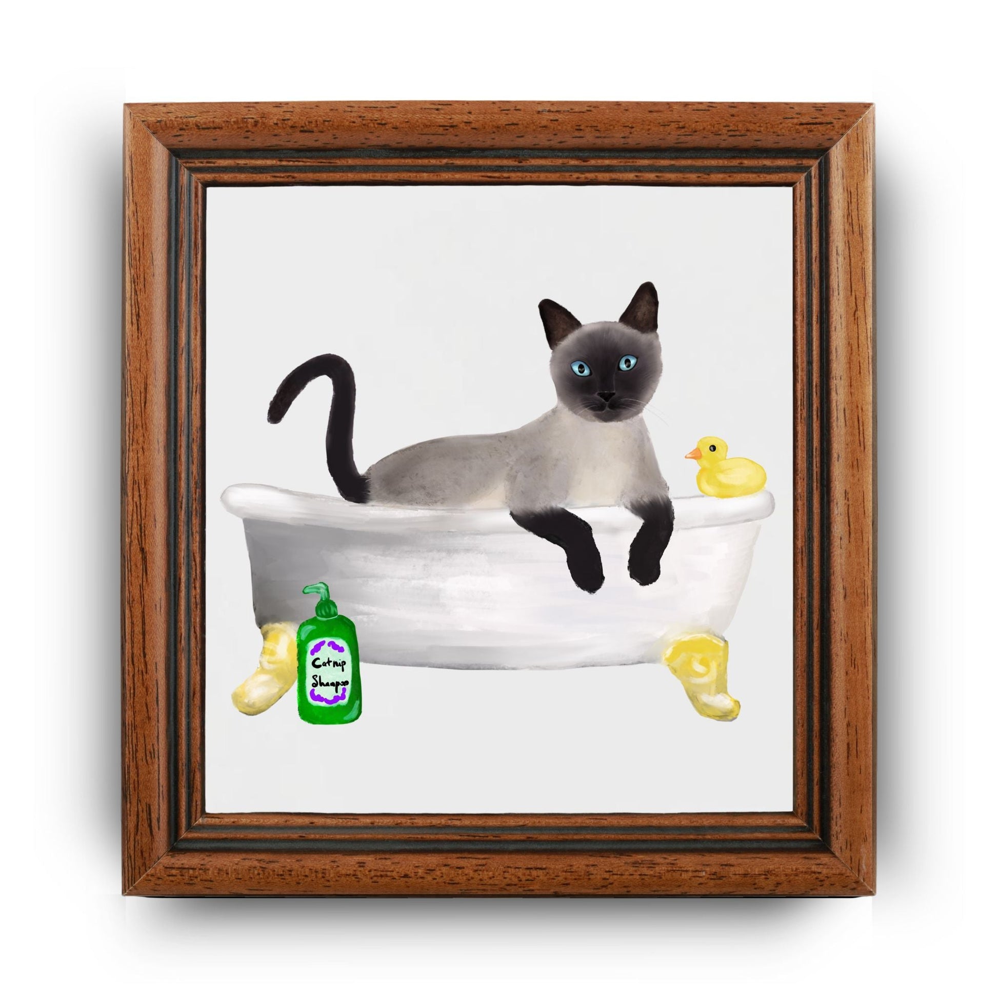 Siamese Cat in Bathtub Ceramic Tile – Handcrafted Whimsical Pet Art Decor - MerikaArt