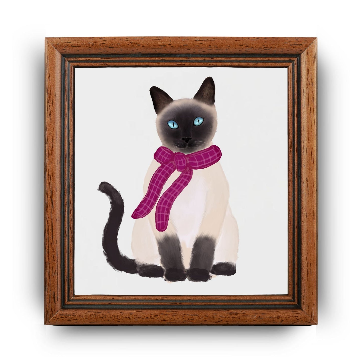 Siamese Cat in Cozy Scarf Ceramic Tile - MerikaArt