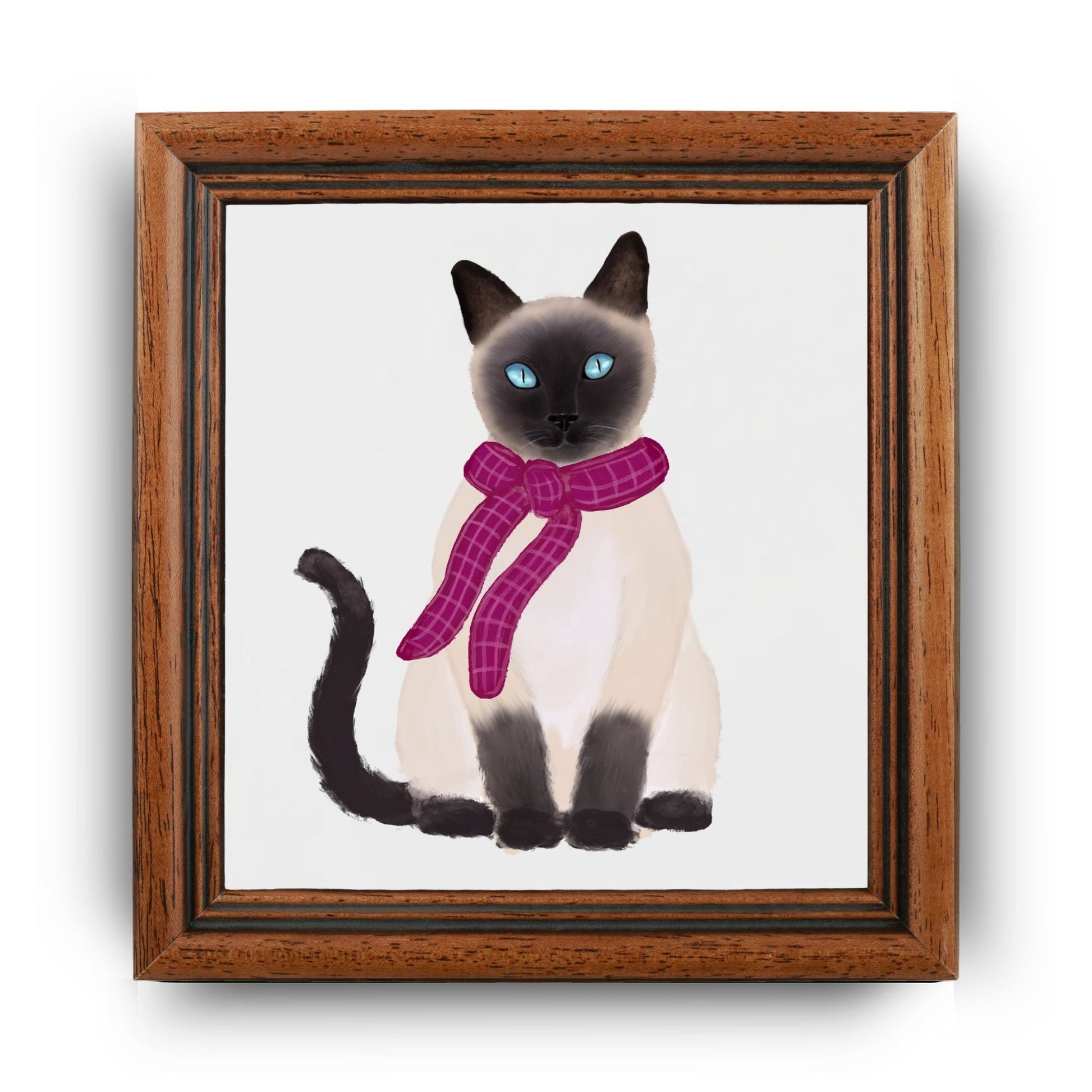 Siamese Cat in Cozy Scarf Ceramic Tile - MerikaArt