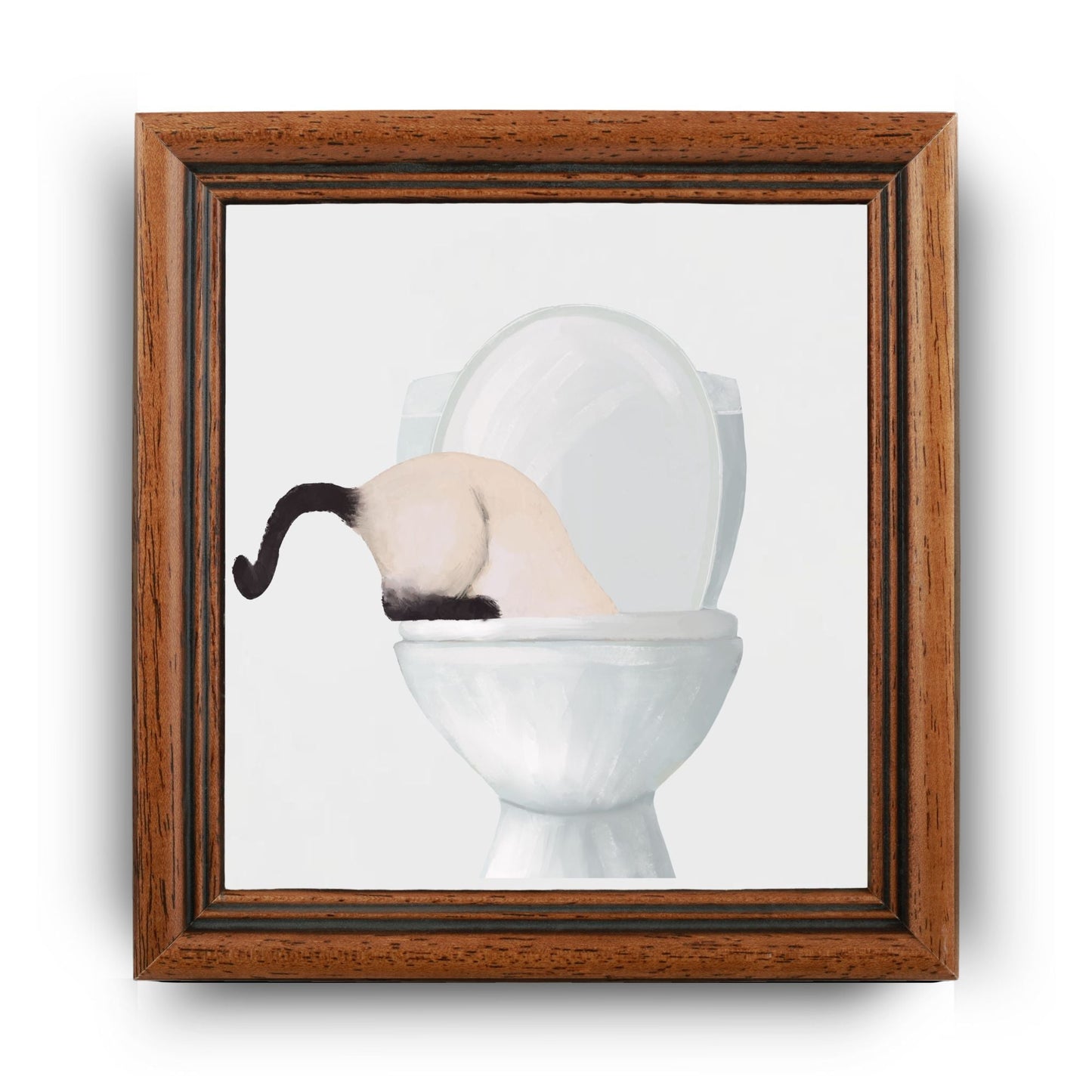 Siamese Cat in Toilet Adventure Ceramic Tile – Playful Cat Lover Decor - MerikaArt
