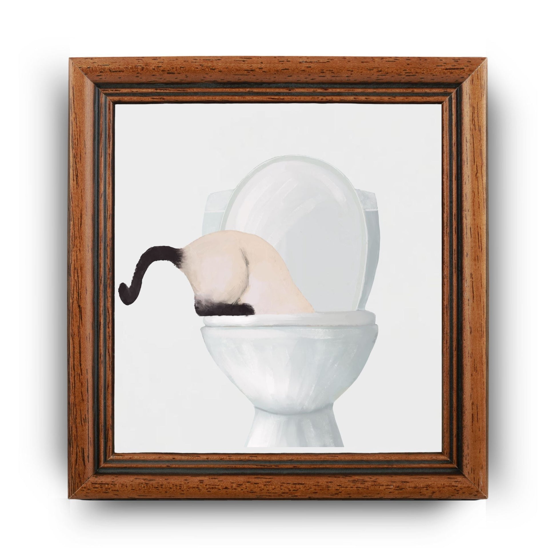 Siamese Cat in Toilet Adventure Ceramic Tile – Playful Cat Lover Decor - MerikaArt