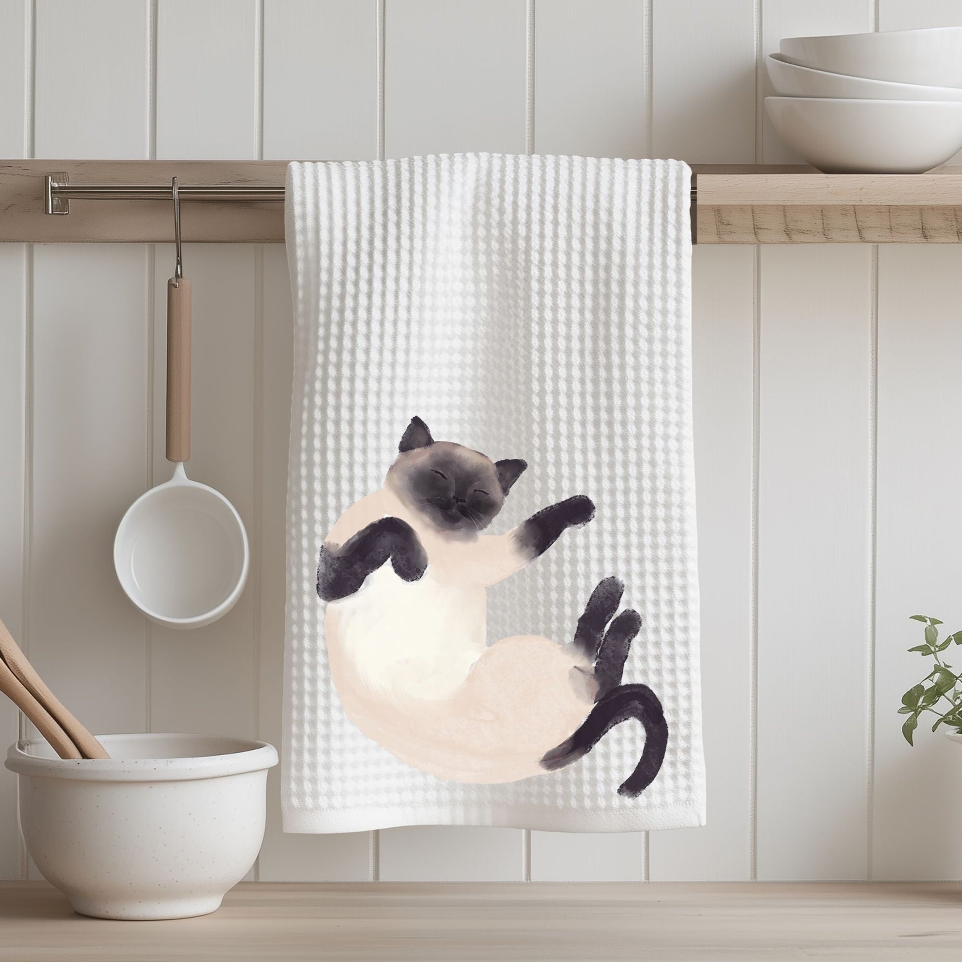 Siamese Cat Kitchen Towel - MerikaArt