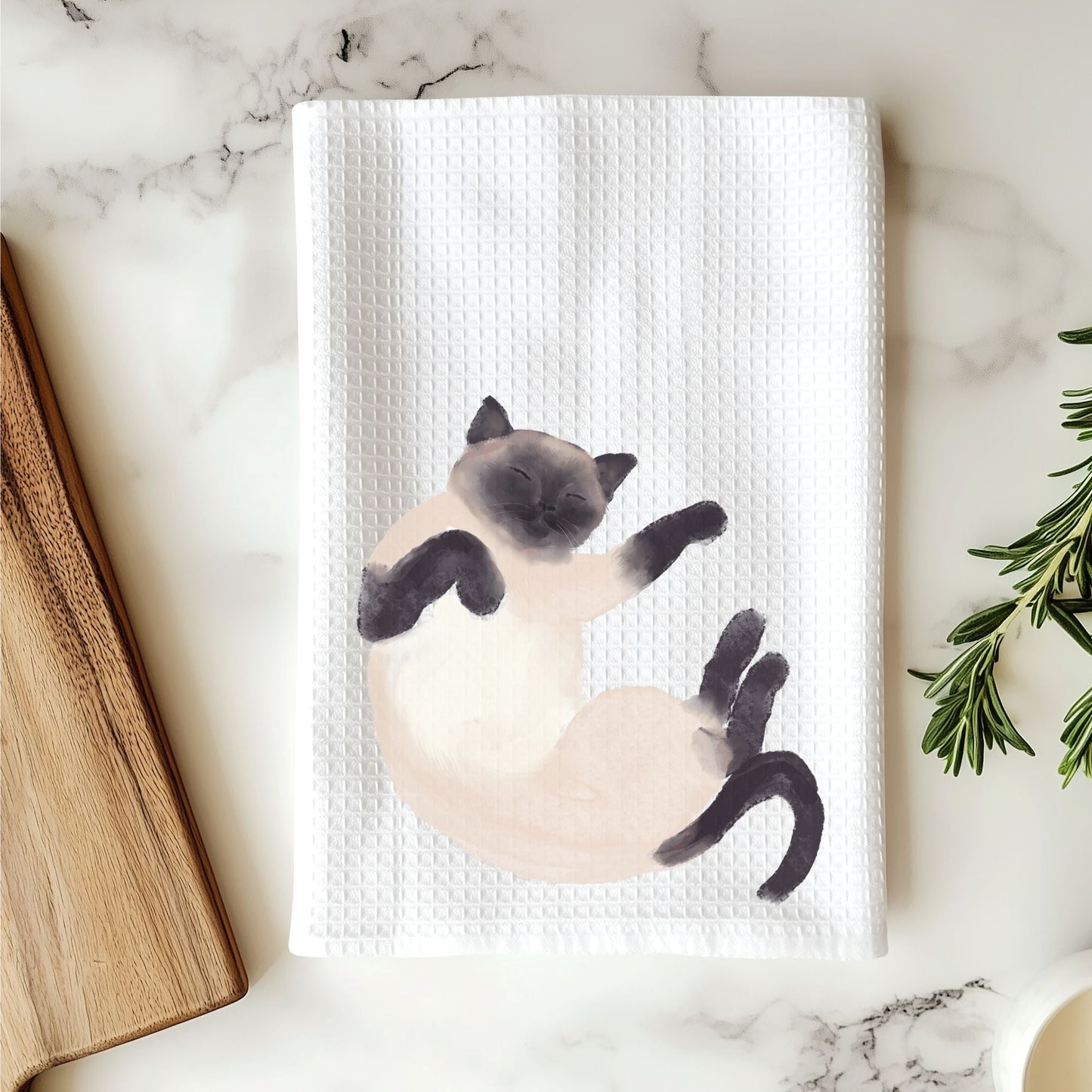 Siamese Cat Kitchen Towel - MerikaArt