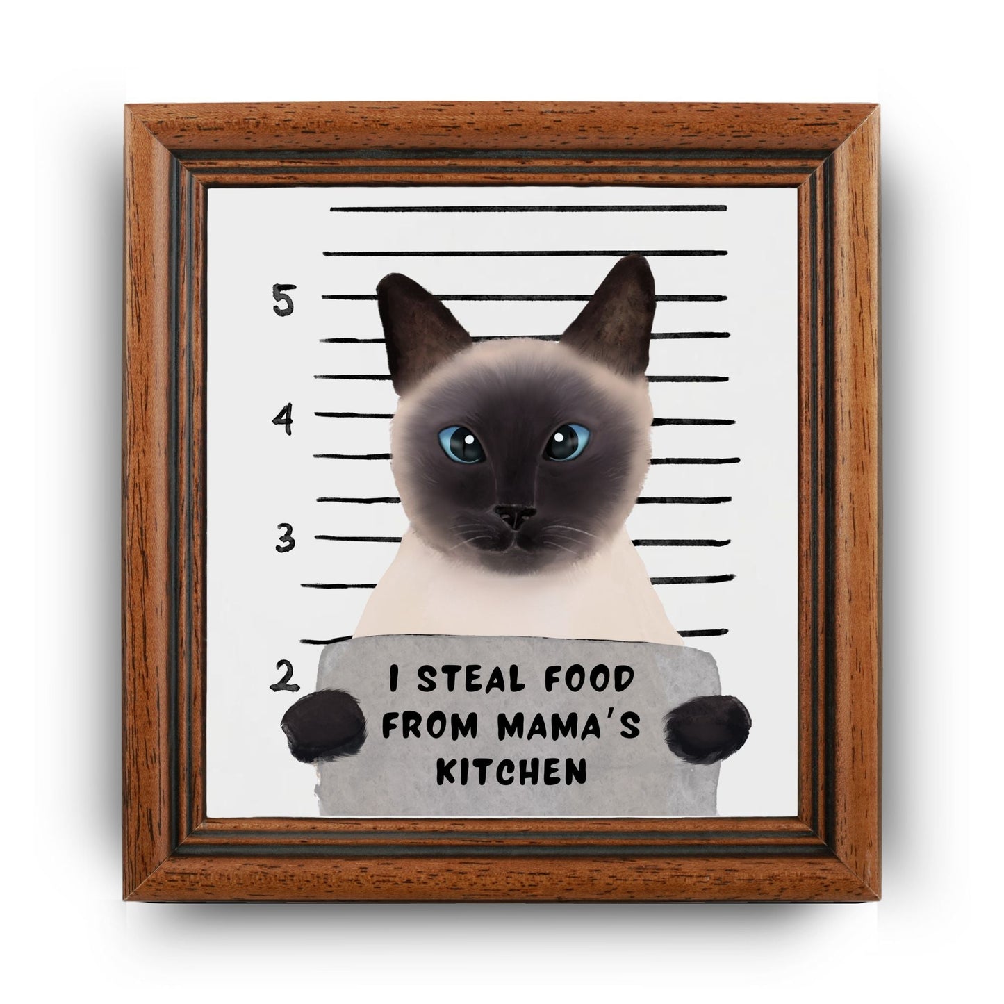 Siamese Cat Mugshot Ceramic Tile - MerikaArt