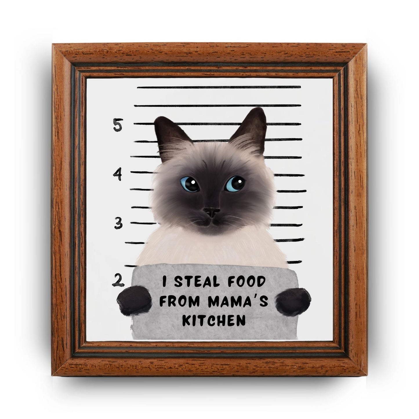 Siamese Cat Mugshot Ceramic Tile - MerikaArt