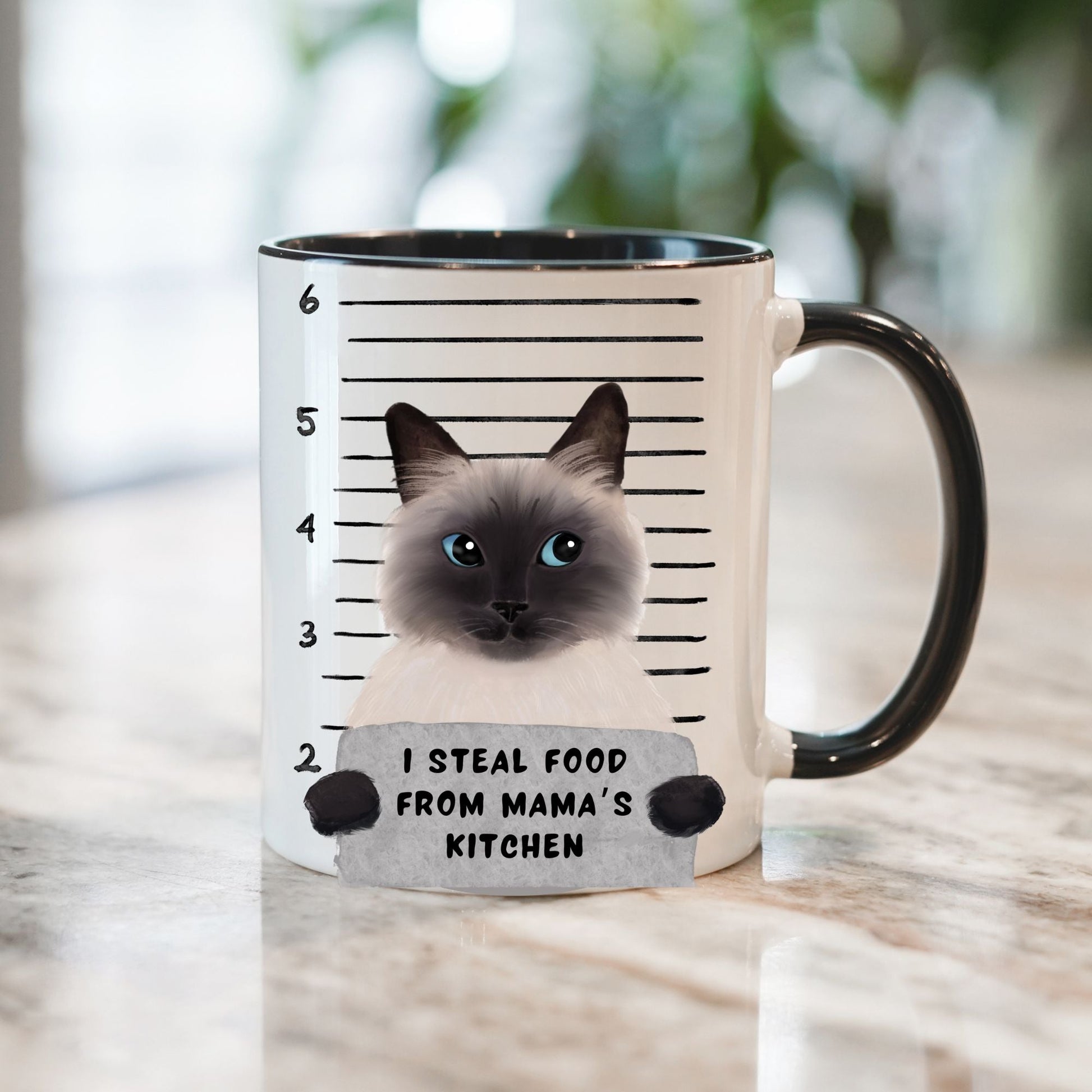 Siamese Cat Mugshot Mug - MerikaArt