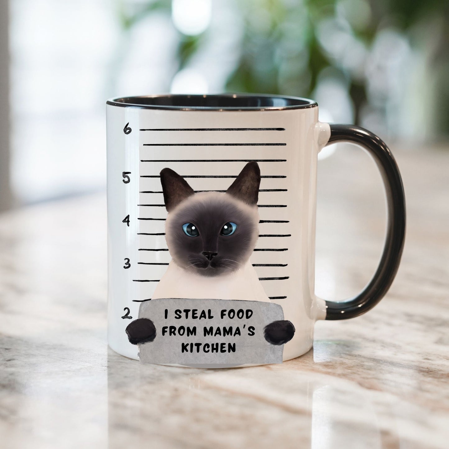 Siamese Cat Mugshot Mug - MerikaArt