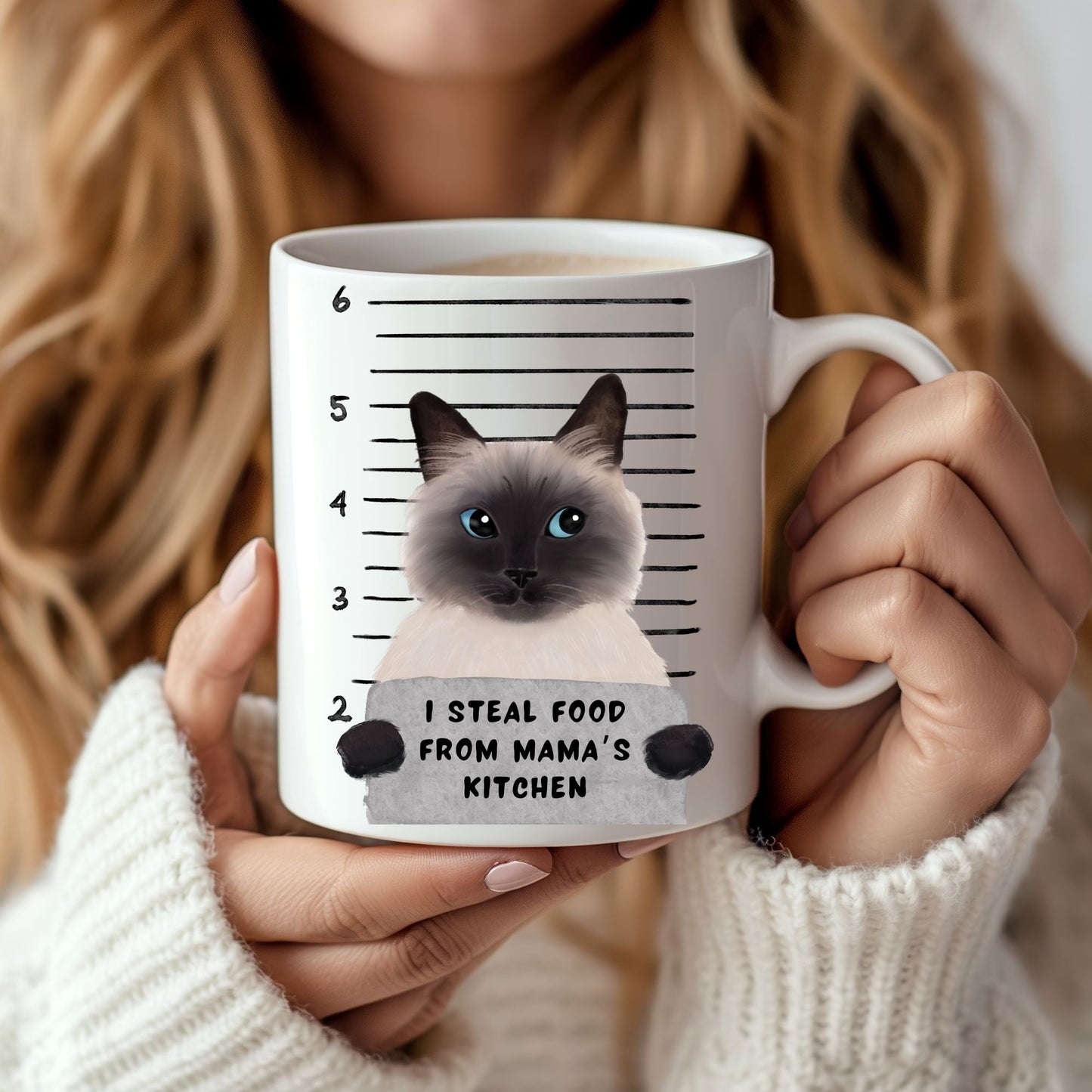 Siamese Cat Mugshot Mug - MerikaArt