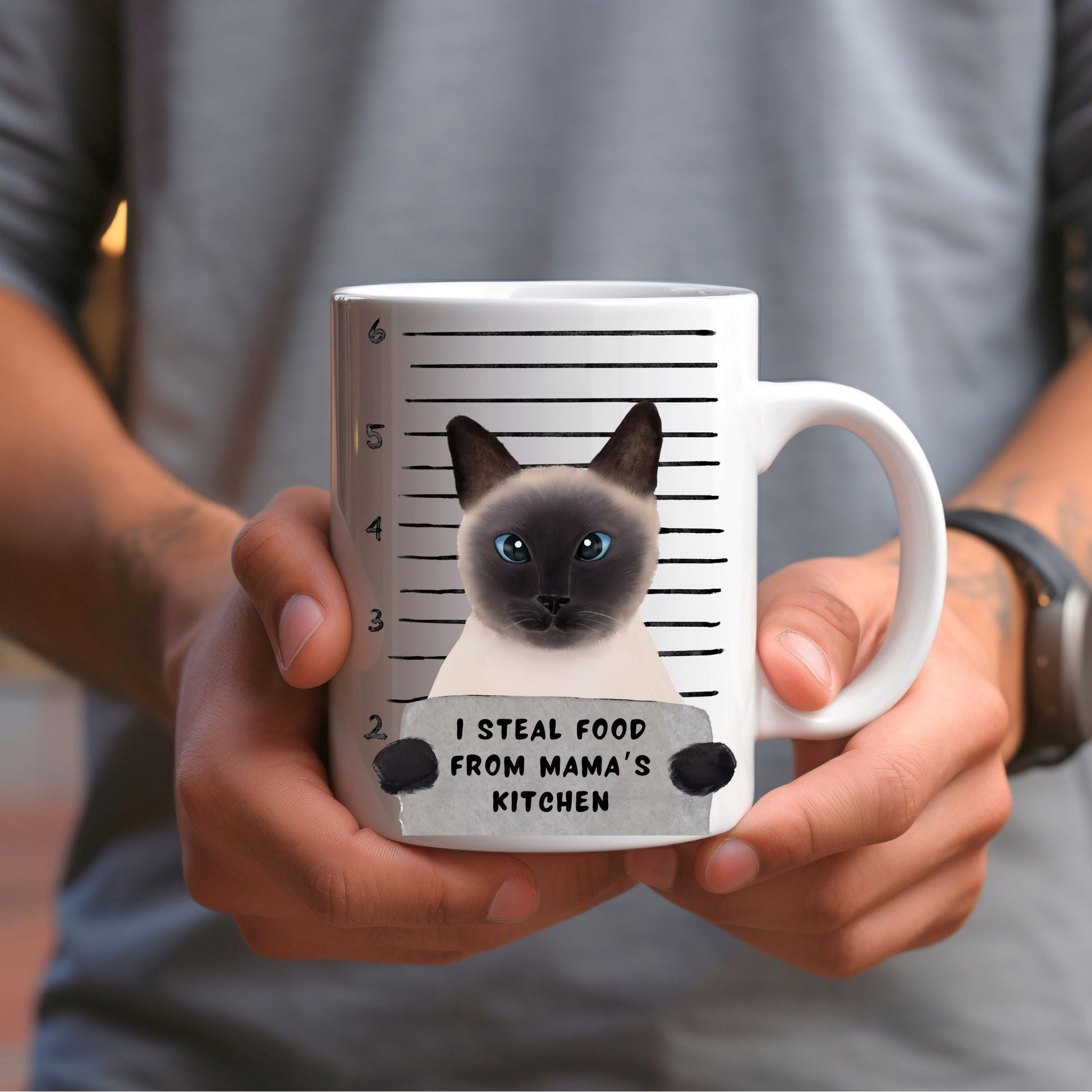 Siamese Cat Mugshot Mug - MerikaArt