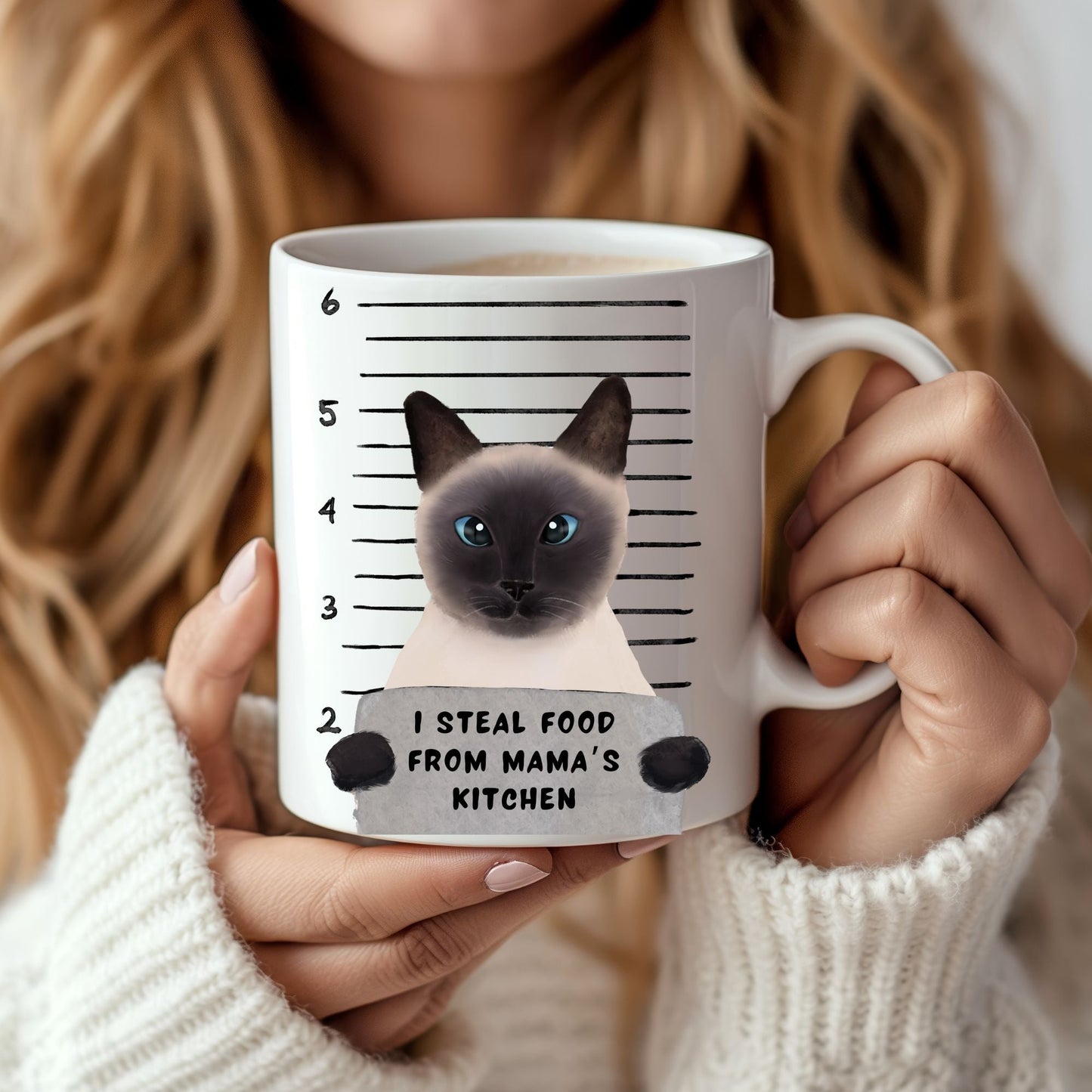 Siamese Cat Mugshot Mug - MerikaArt