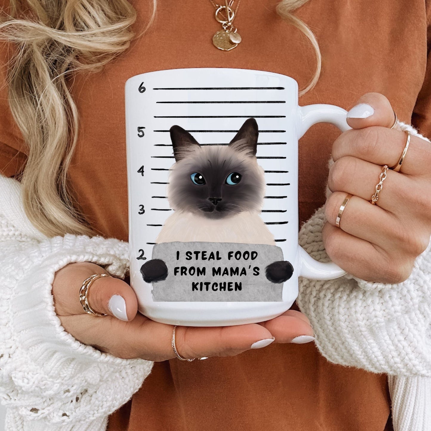 Siamese Cat Mugshot Mug - MerikaArt