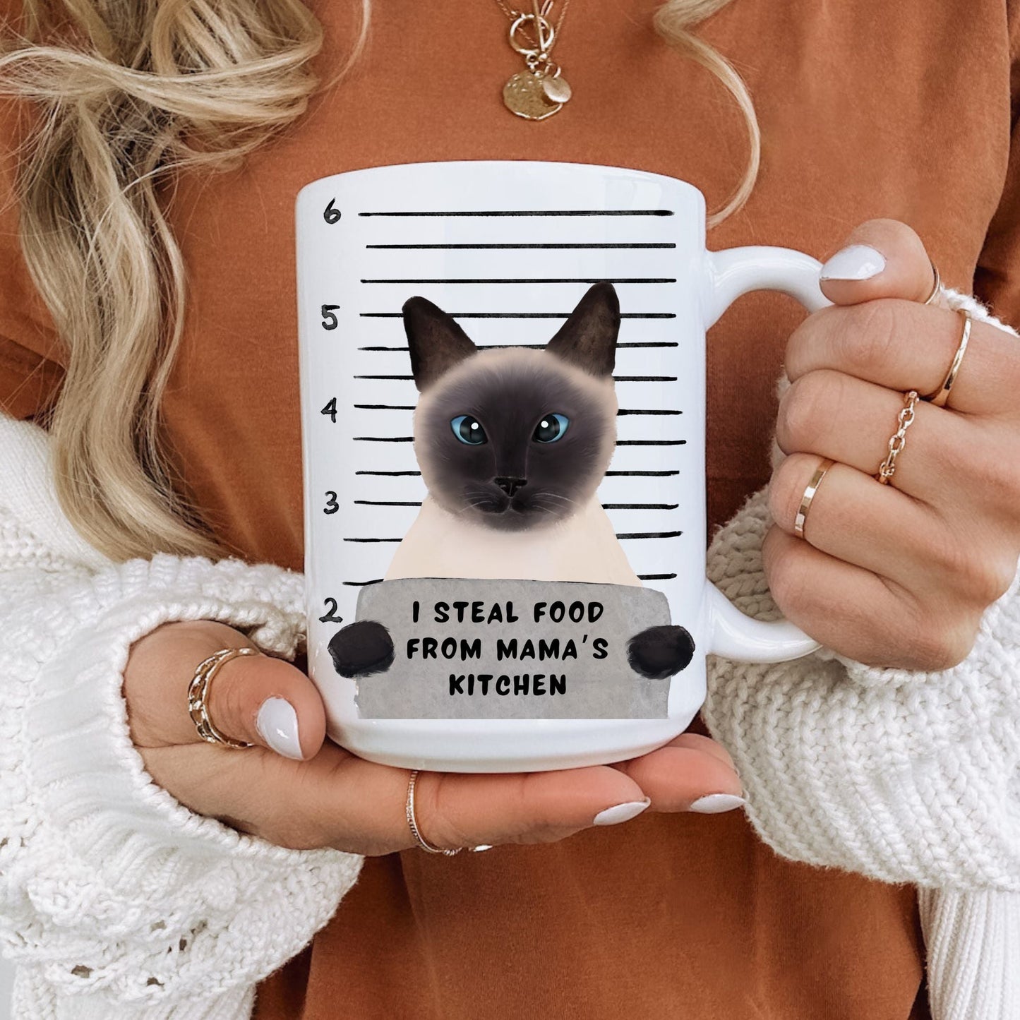 Siamese Cat Mugshot Mug - MerikaArt