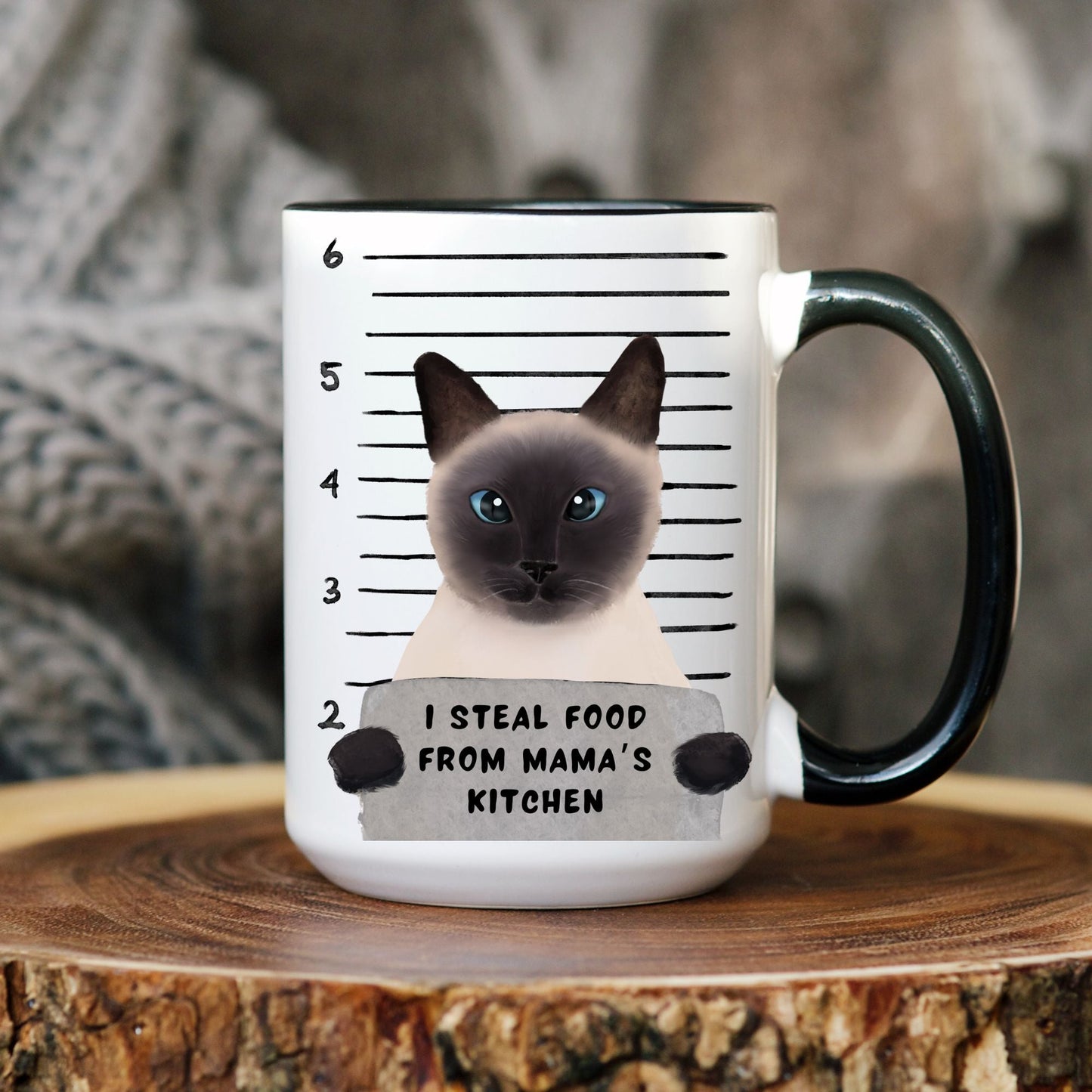Siamese Cat Mugshot Mug - MerikaArt