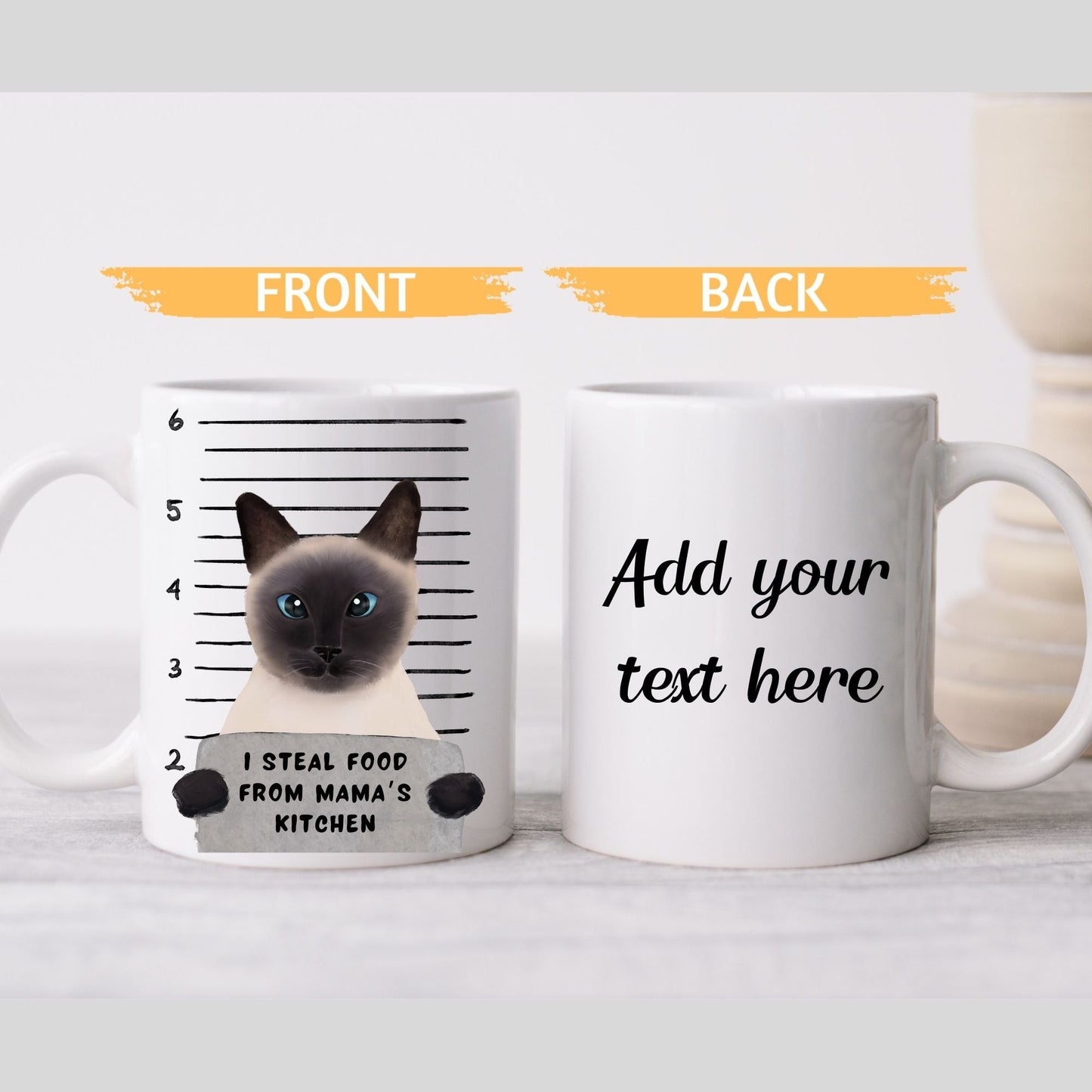 Siamese Cat Mugshot Mug - MerikaArt