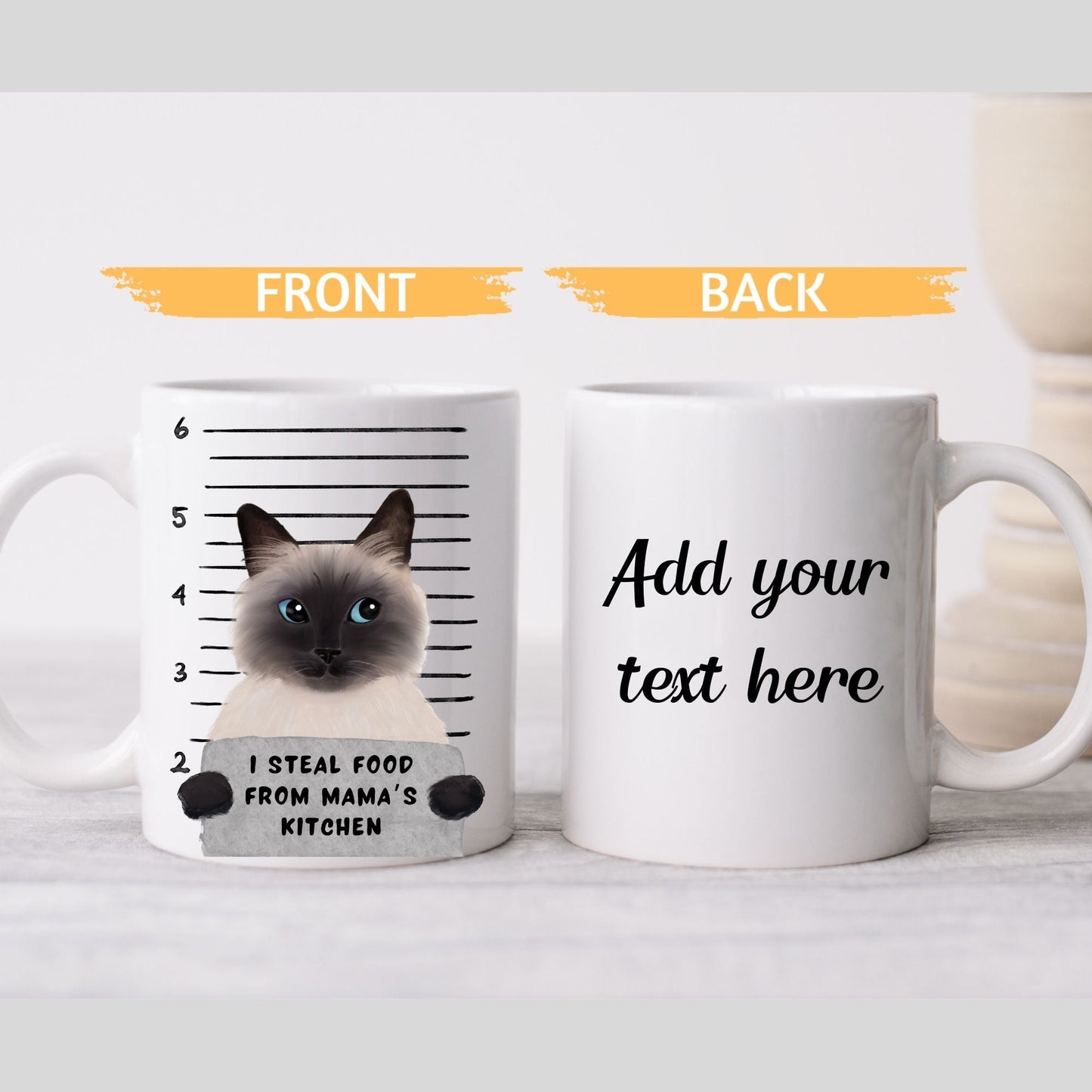 Siamese Cat Mugshot Mug - MerikaArt