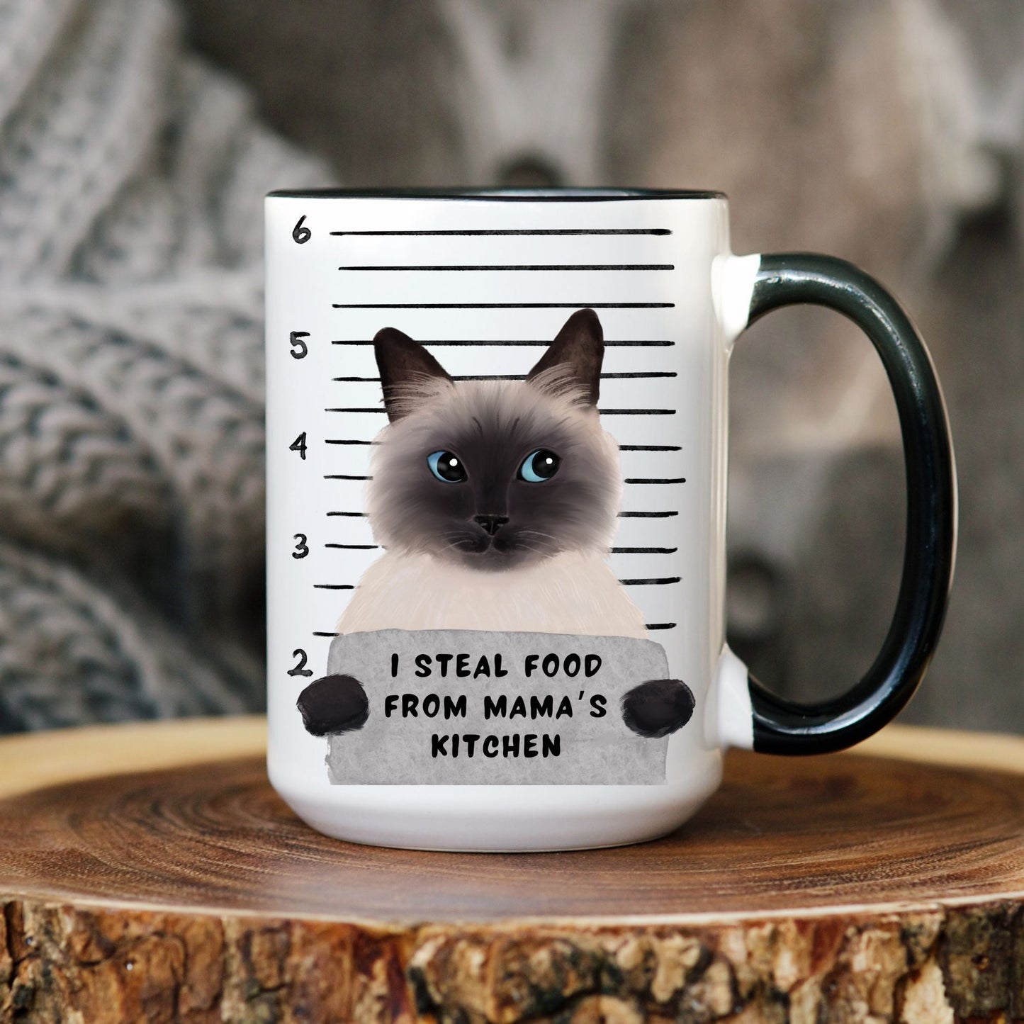 Siamese Cat Mugshot Mug - MerikaArt