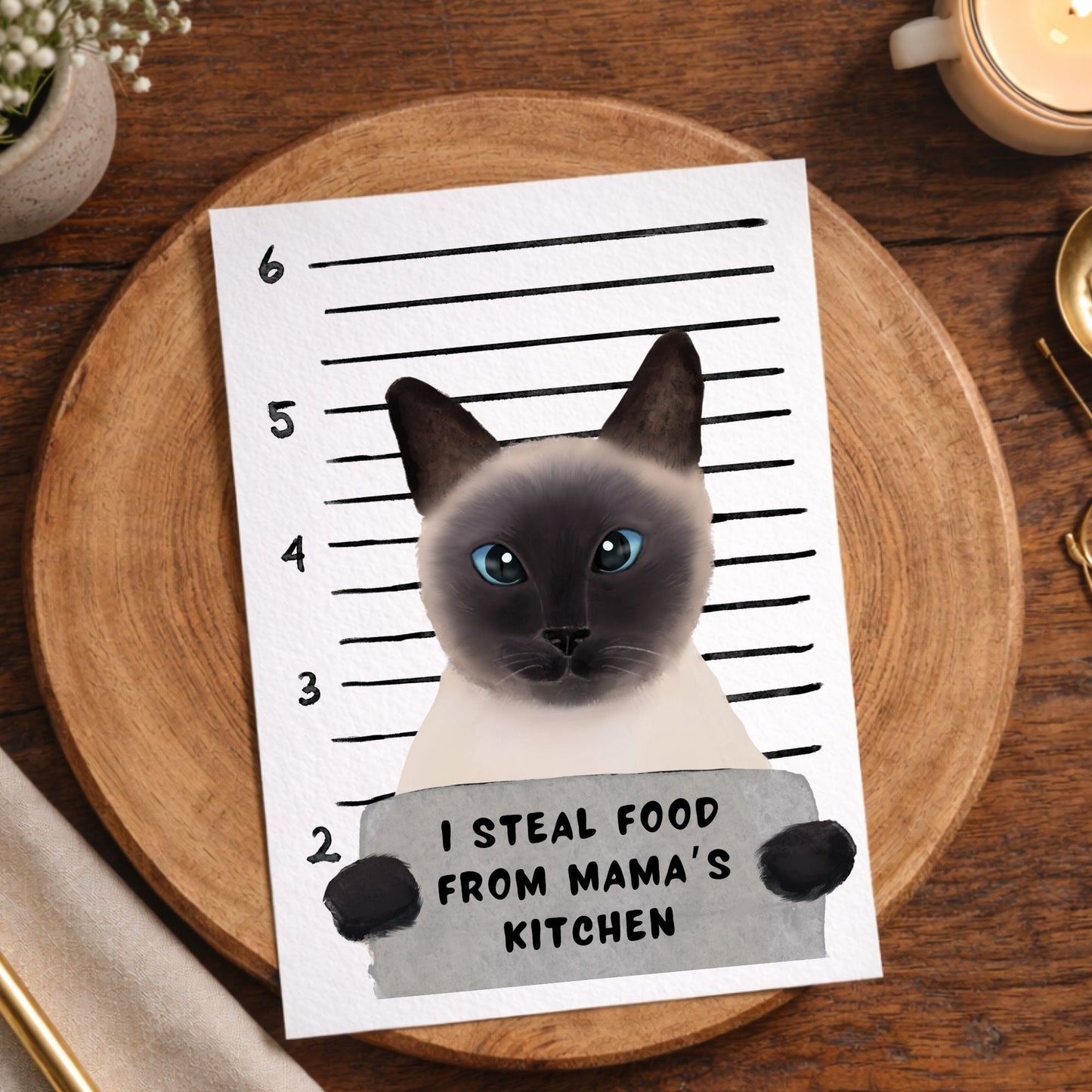 Siamese Cat Mugshot Postcard - MerikaArt