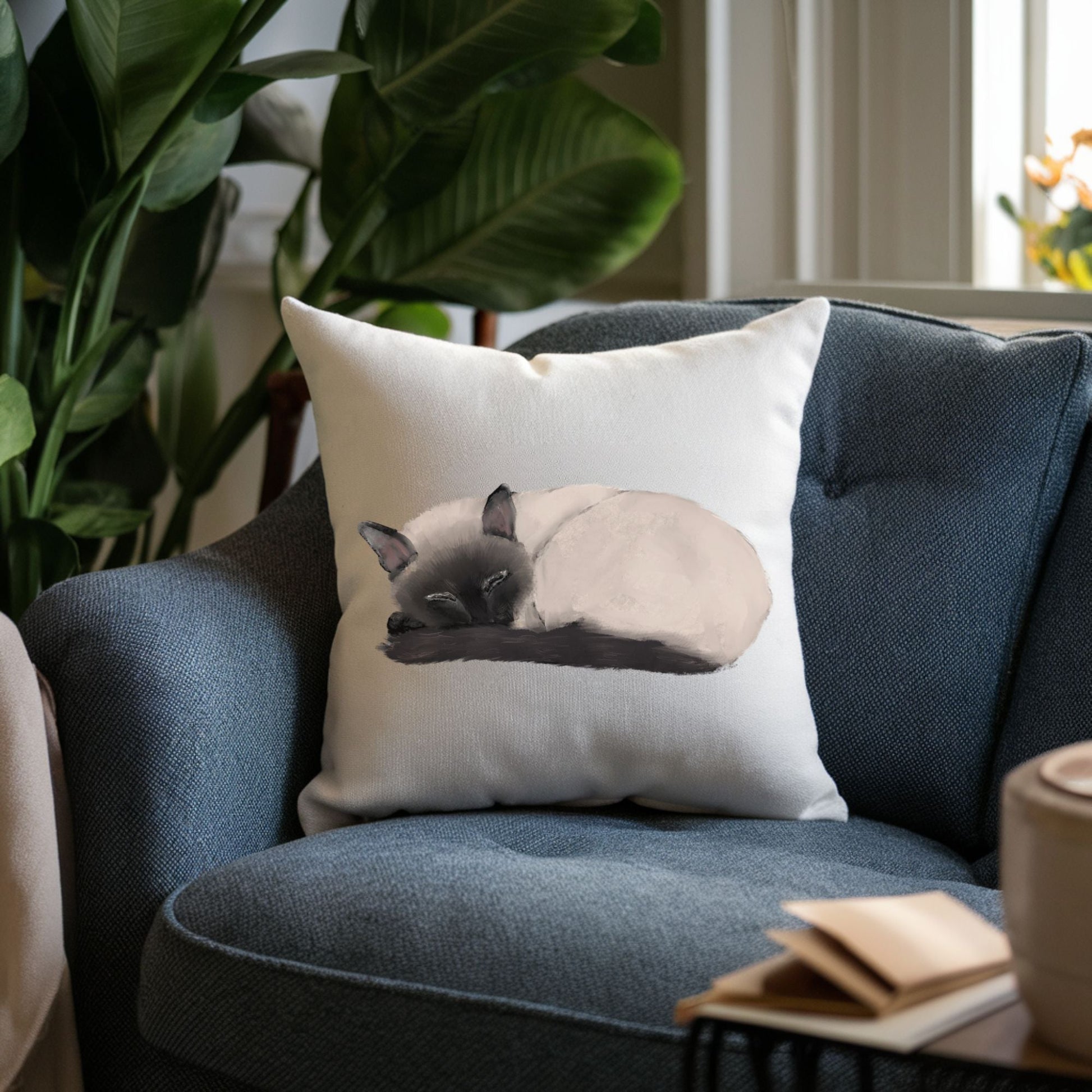 Siamese Cat Pillow - MerikaArt