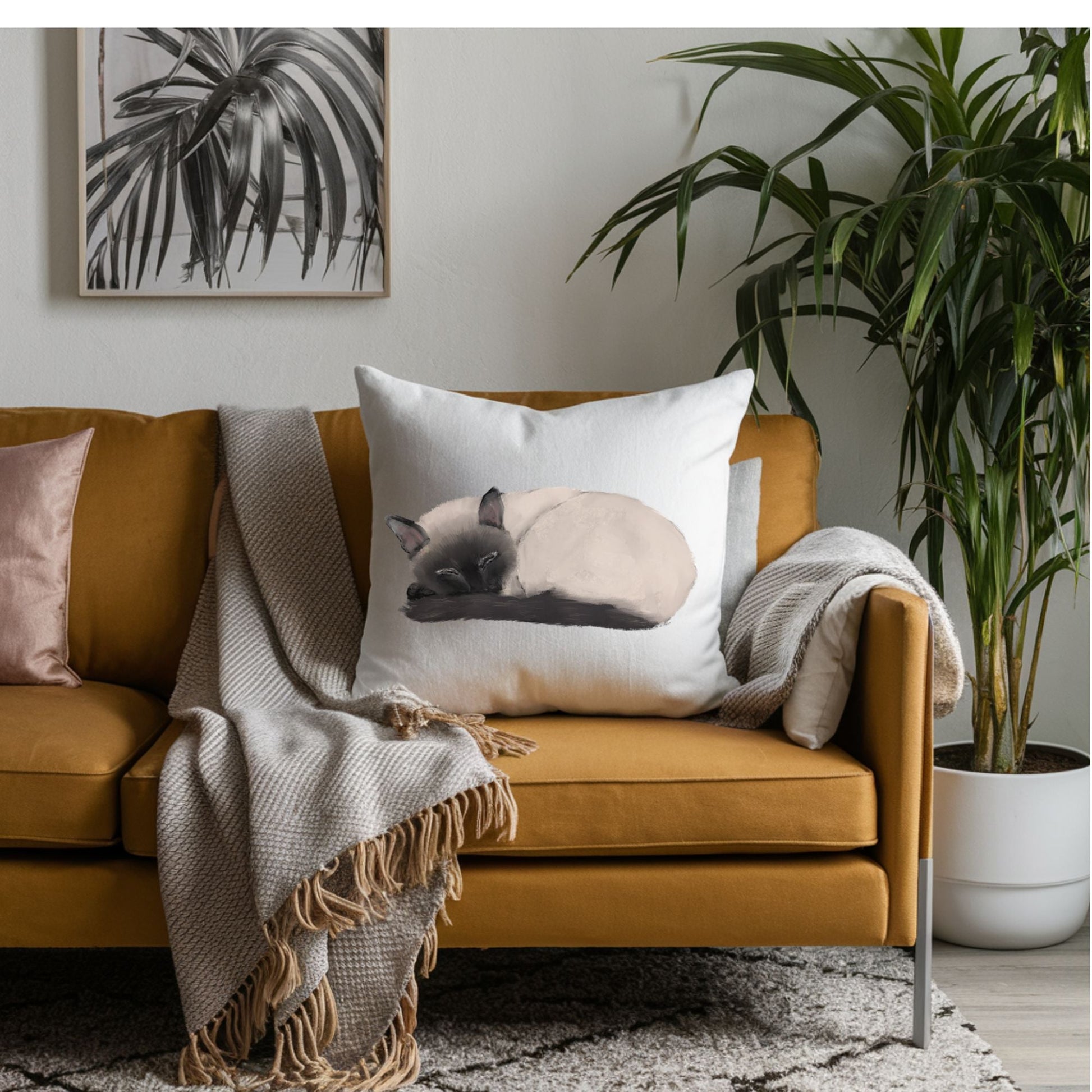 Siamese Cat Pillow - MerikaArt