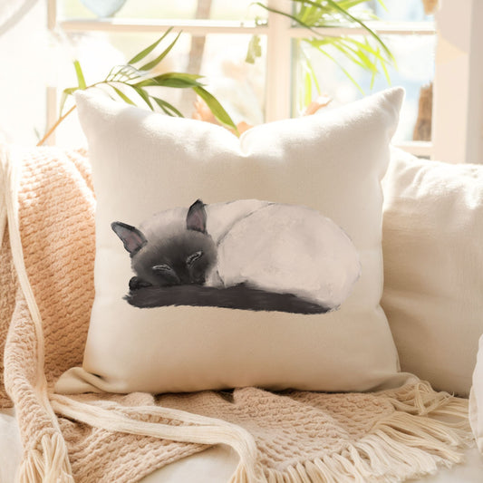 Siamese Cat Pillow - MerikaArt