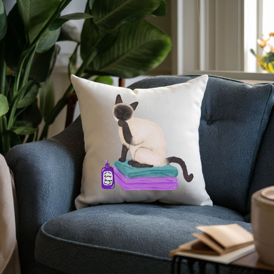 Siamese Cat Pillow - Fun and Playful Home Decor - MerikaArt