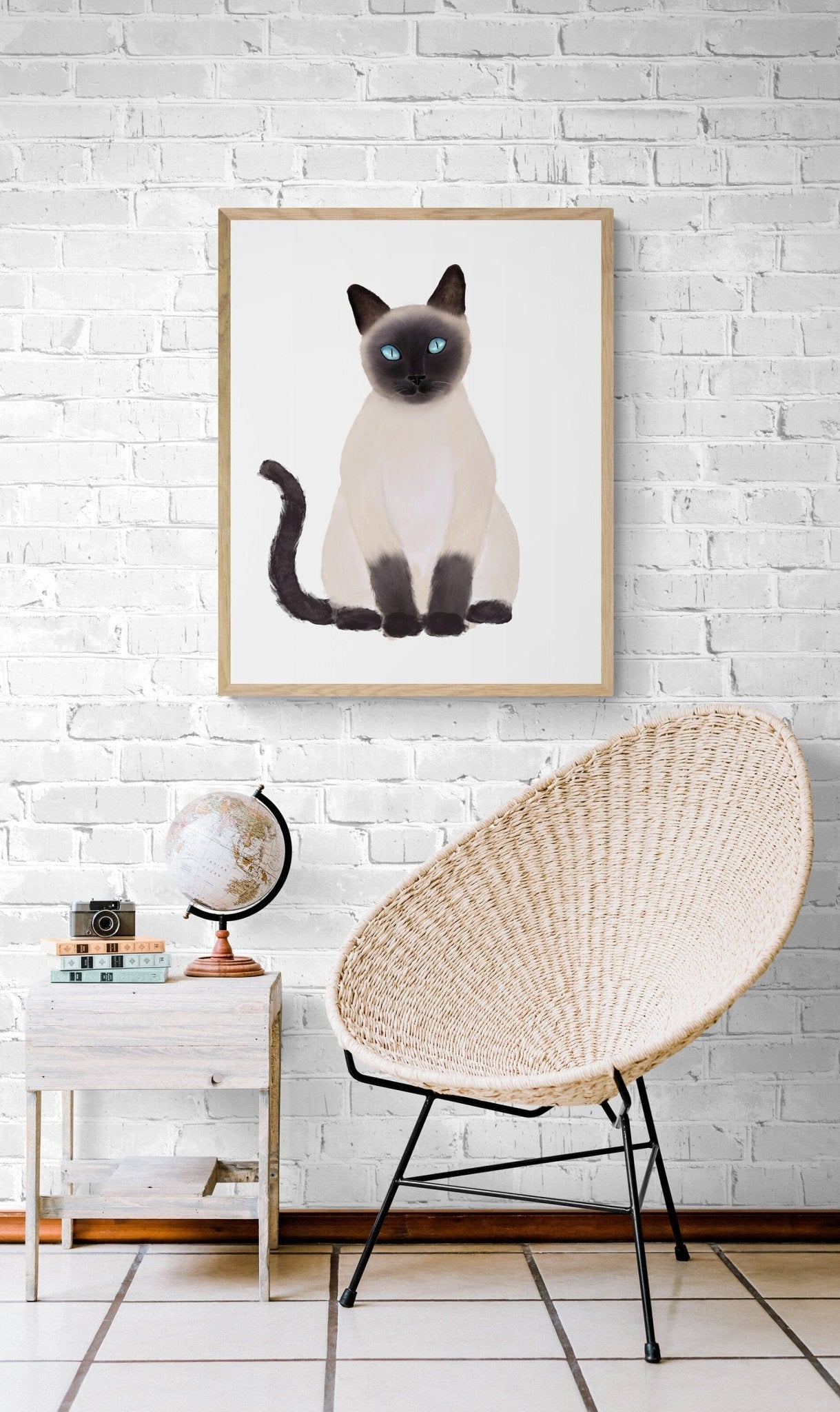 Siamese Cat Print, Siamese Cat Portrait Print, Siamese Short Hair Art, Cat Illustration, Home Decor, Kitten Painting, Cat Lover Gift - MerikaArt