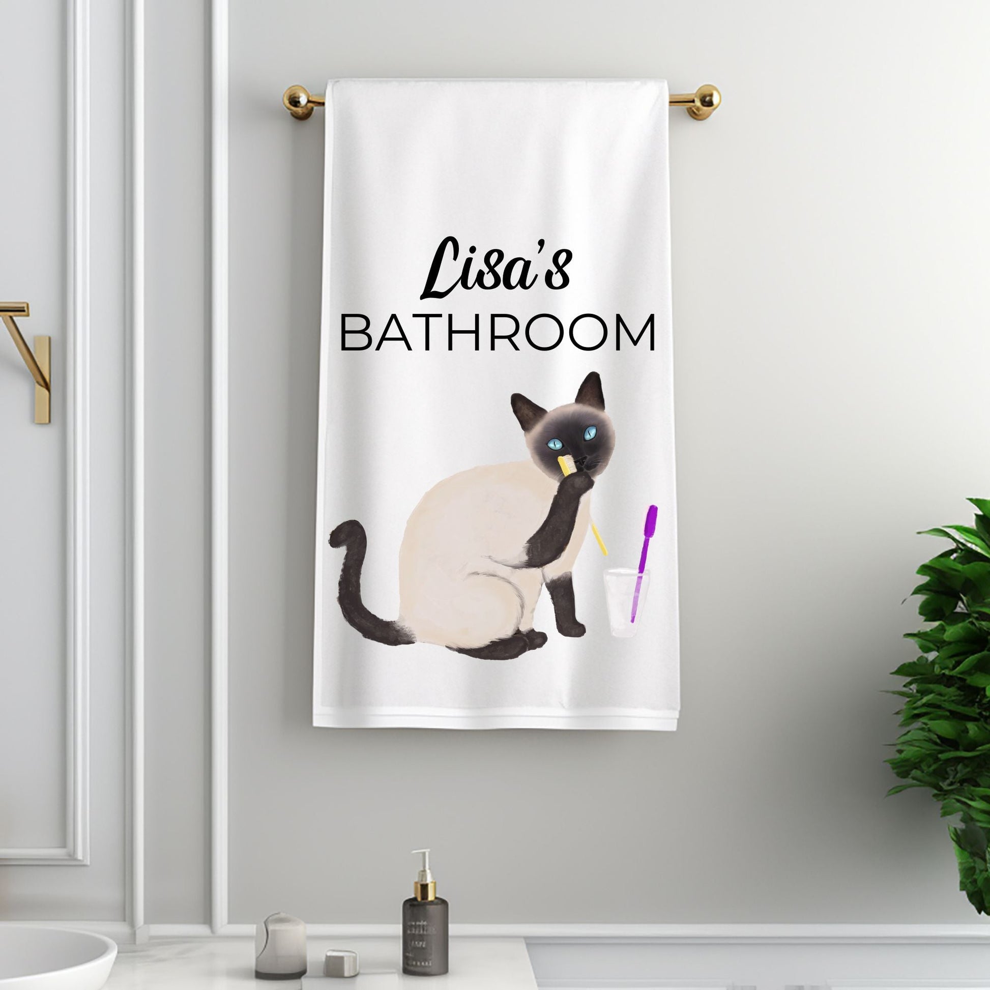 Siamese Cat Toothbrush Bathroom Towel - MerikaArt