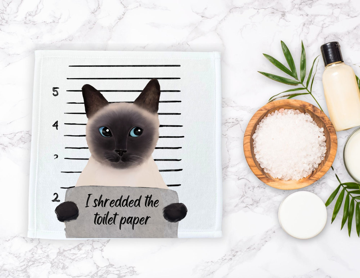 Siamese Cat Washcloth - MerikaArt