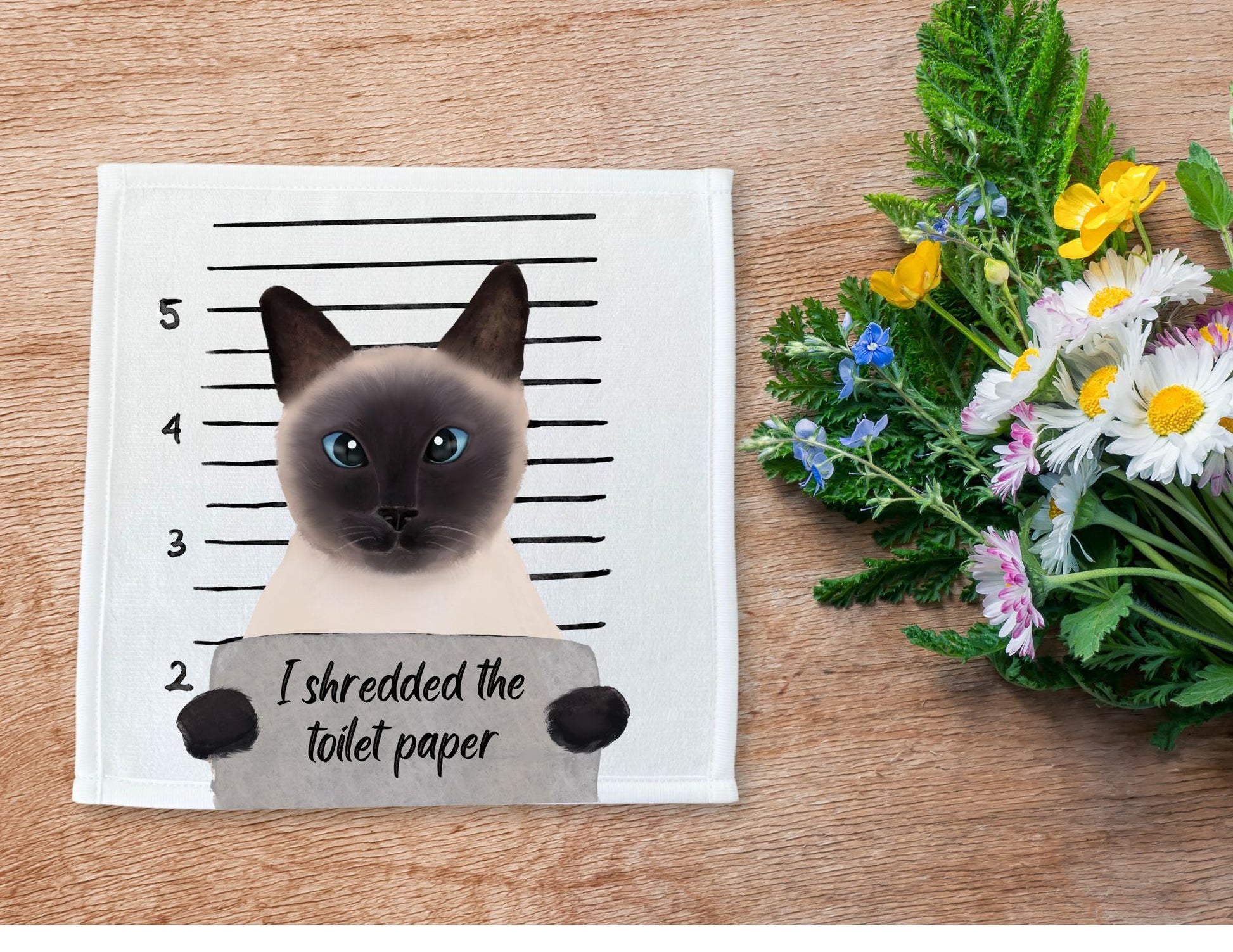 Siamese Cat Washcloth - MerikaArt