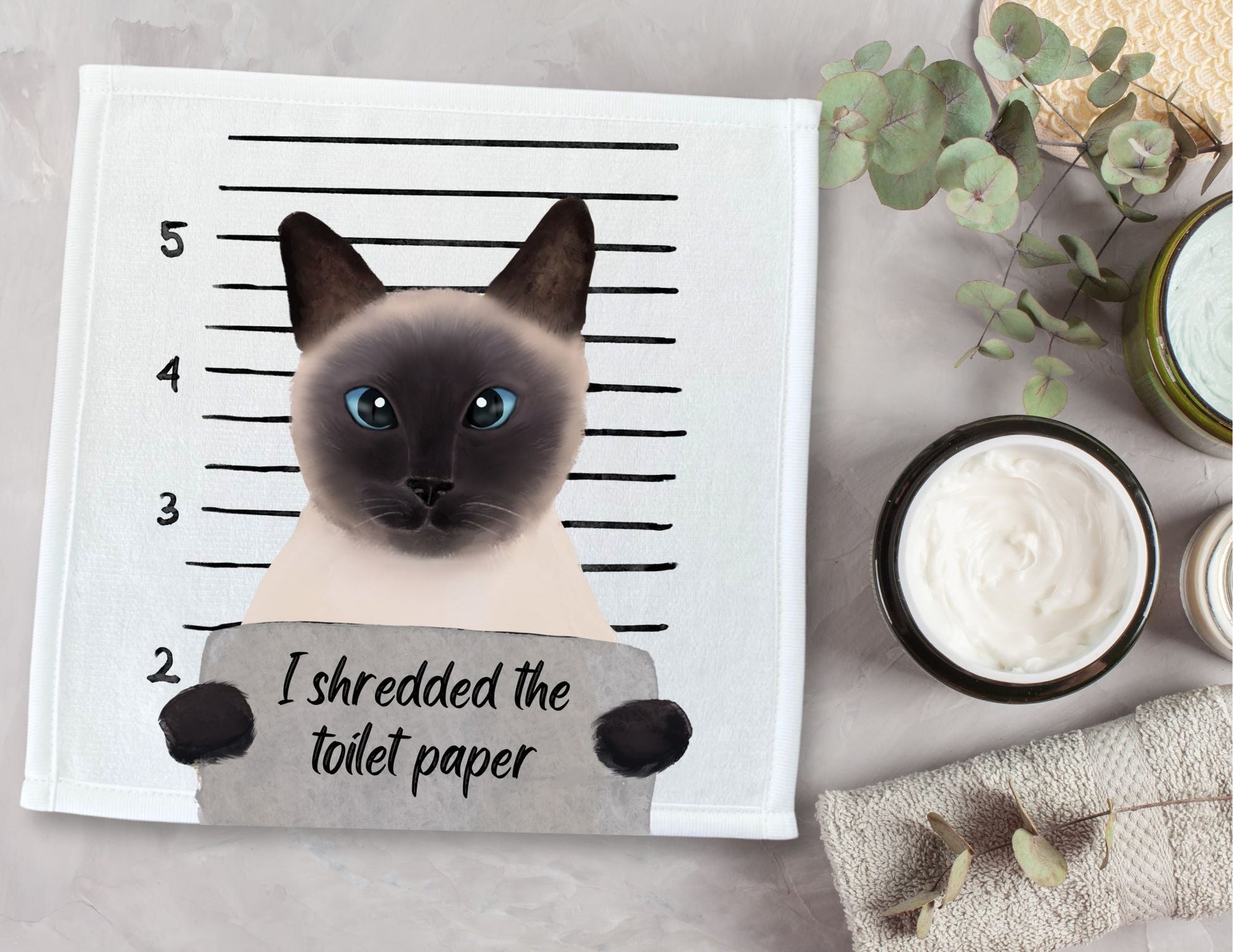 Siamese Cat Washcloth - MerikaArt