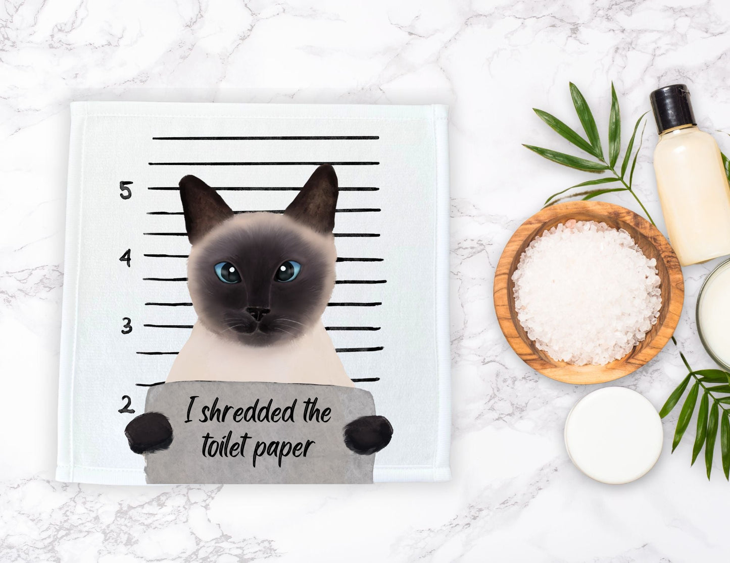 Siamese Cat Washcloth - MerikaArt