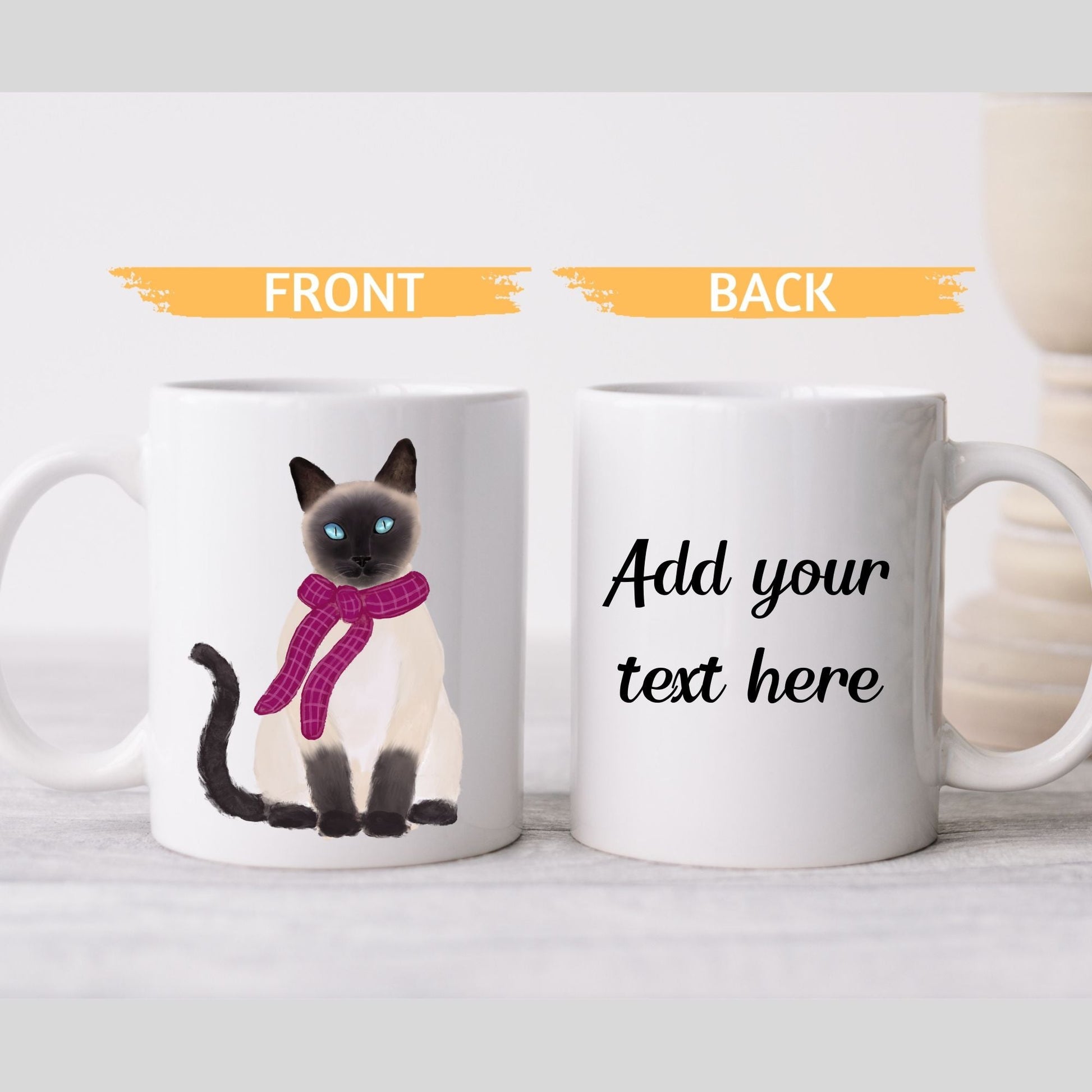 Siamese Cat with Scarf Ceramic Mug - MerikaArt
