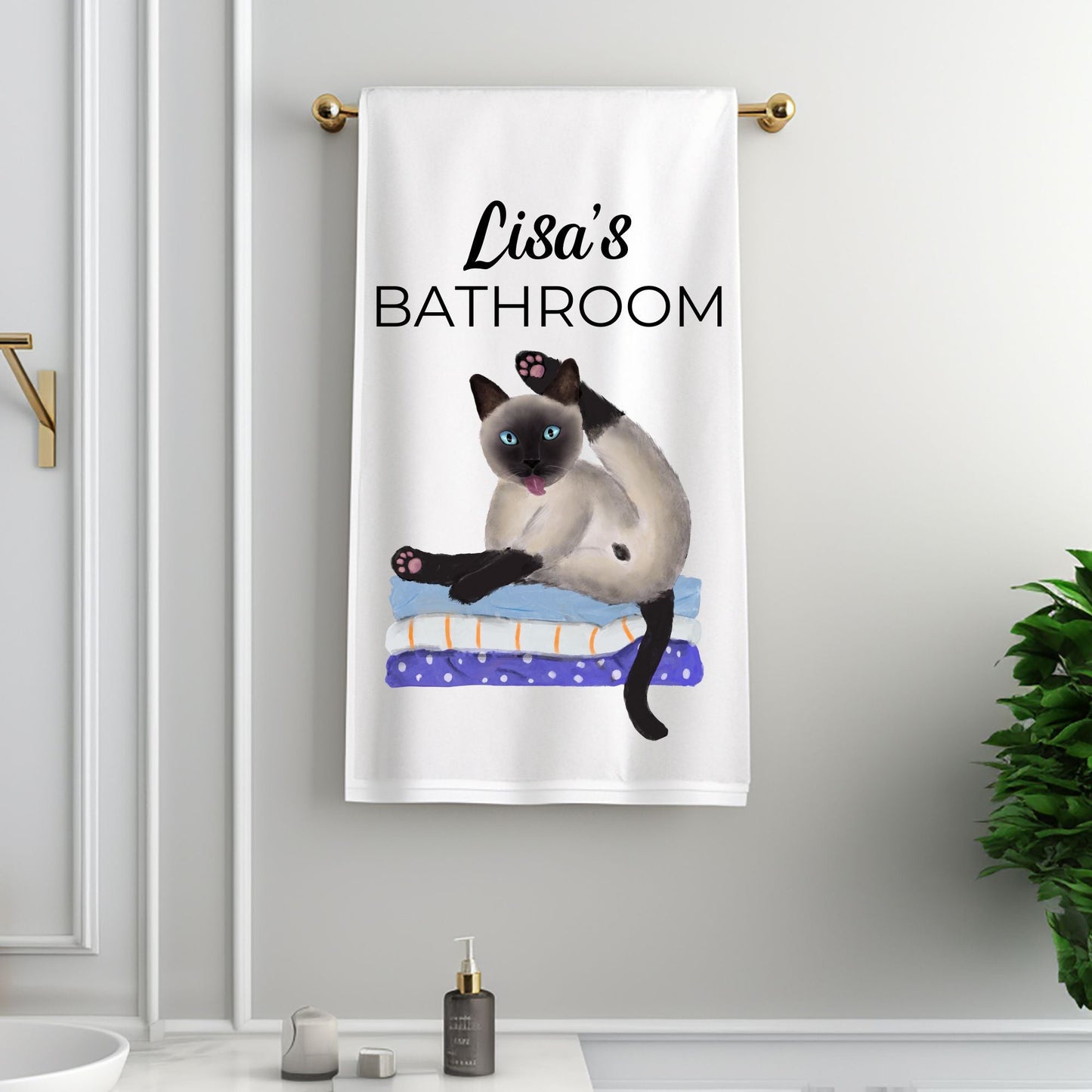 Siamese Cat Yoga Bathroom Towel - MerikaArt