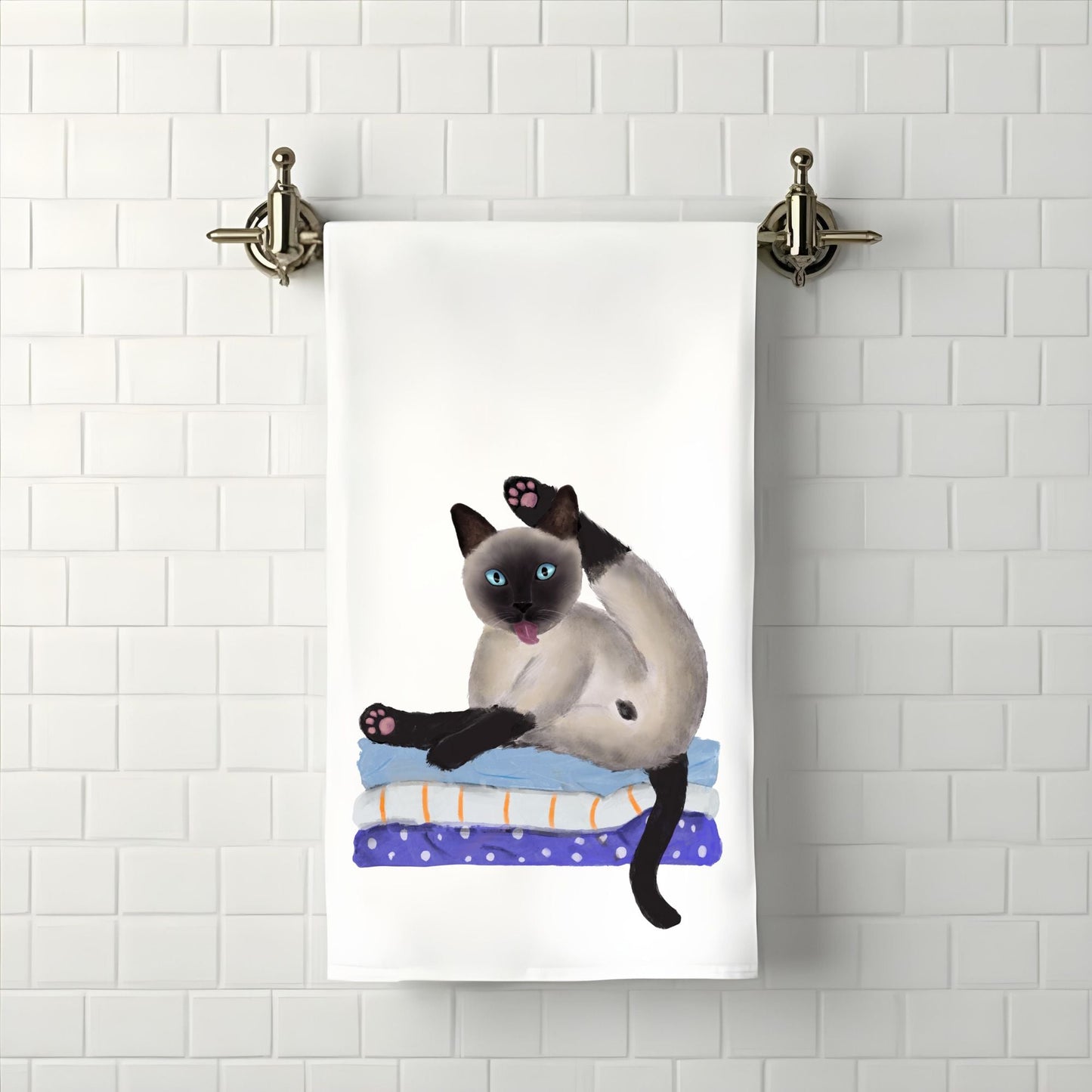 Siamese Cat Yoga Bathroom Towel - MerikaArt