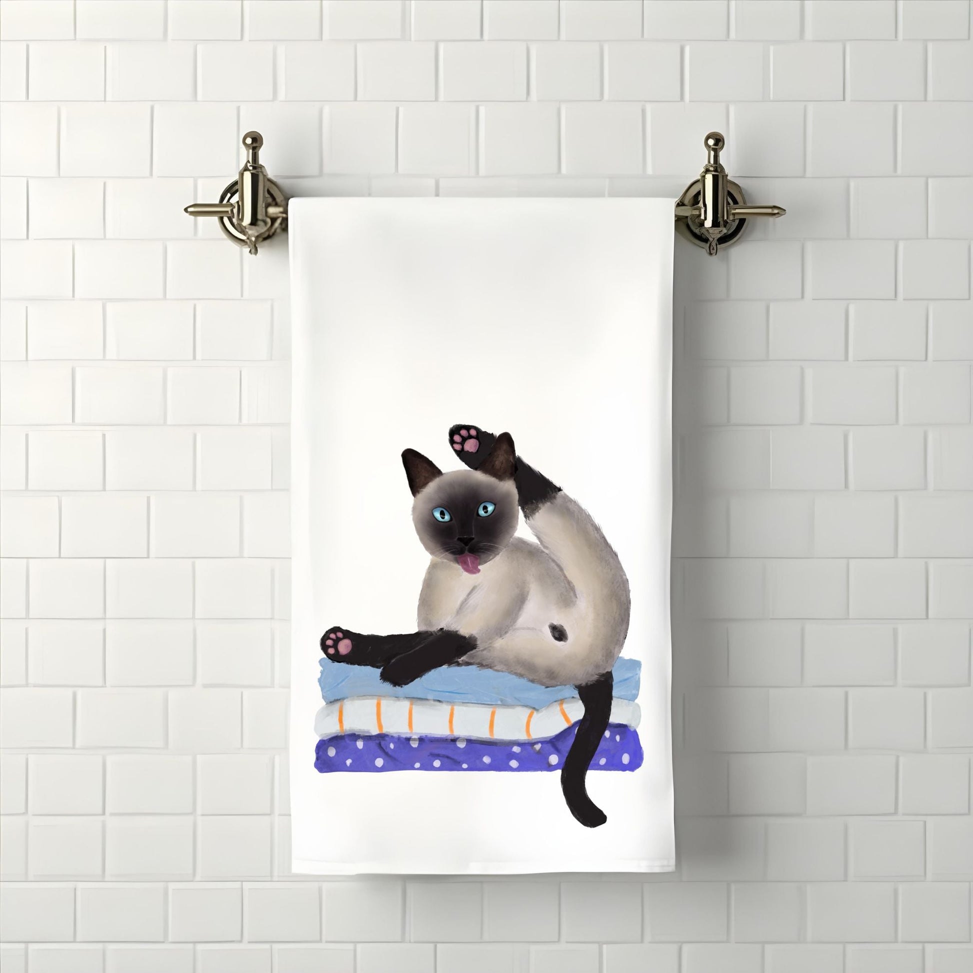 Siamese Cat Yoga Bathroom Towel - MerikaArt