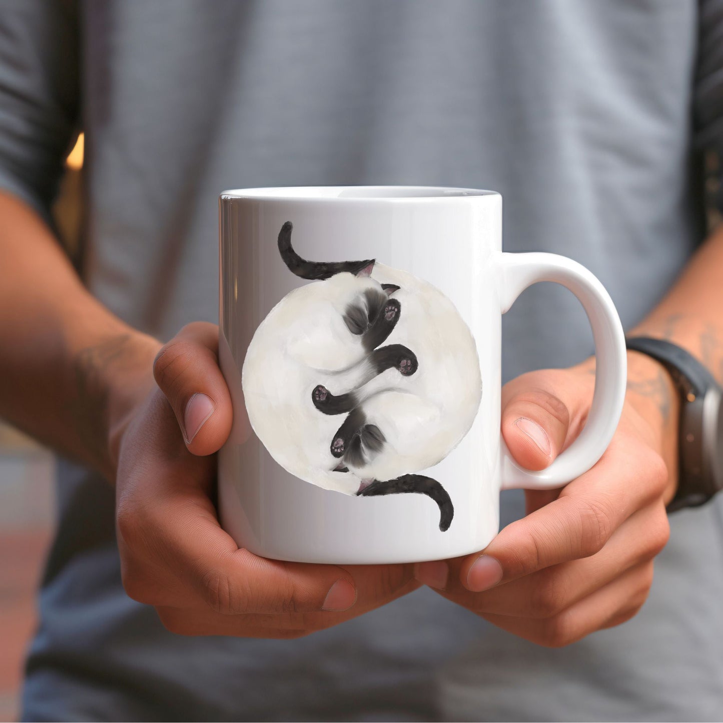 Siamese Sleeping Cats Mug - MerikaArt
