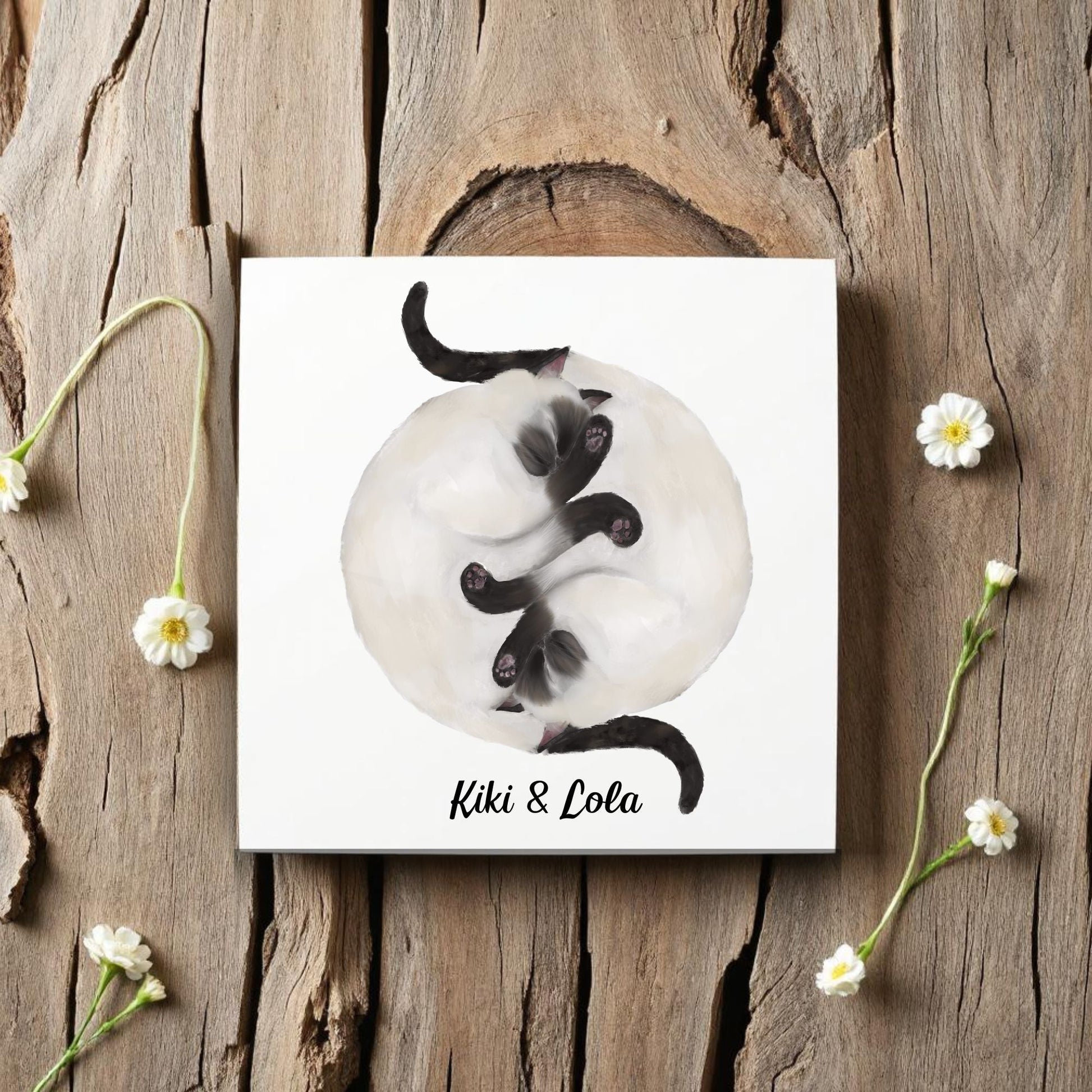 Siamese Yin and Yang Cats Ceramic Tile - MerikaArt