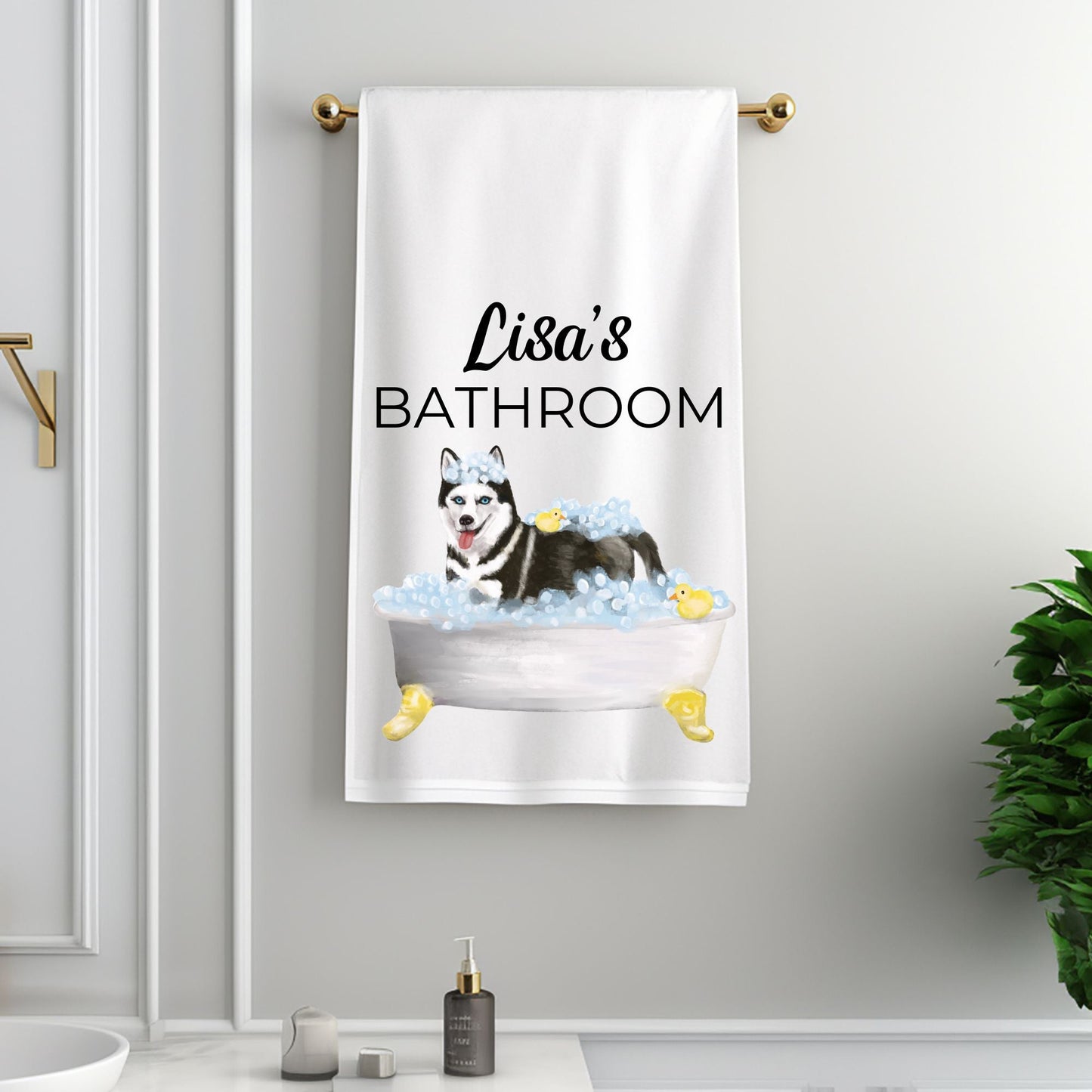 Siberian Husky Bath Time Towel - MerikaArt