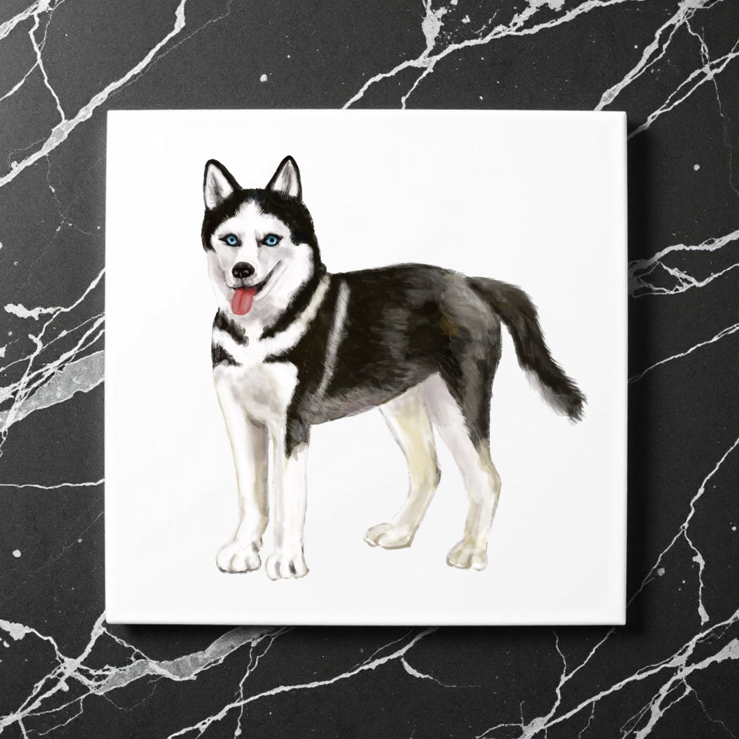 Siberian Husky Ceramic Tile - MerikaArt