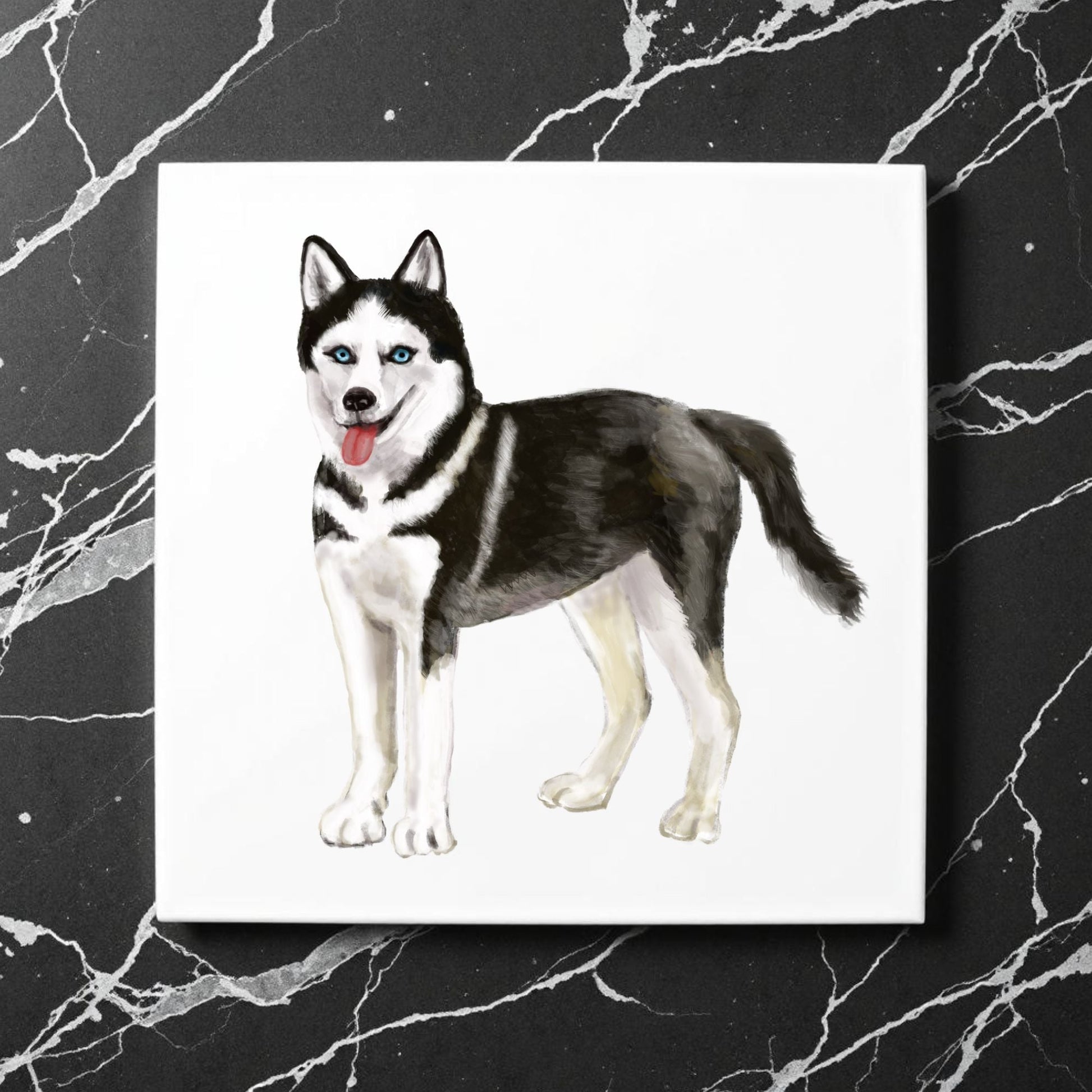 Siberian Husky Ceramic Tile - MerikaArt