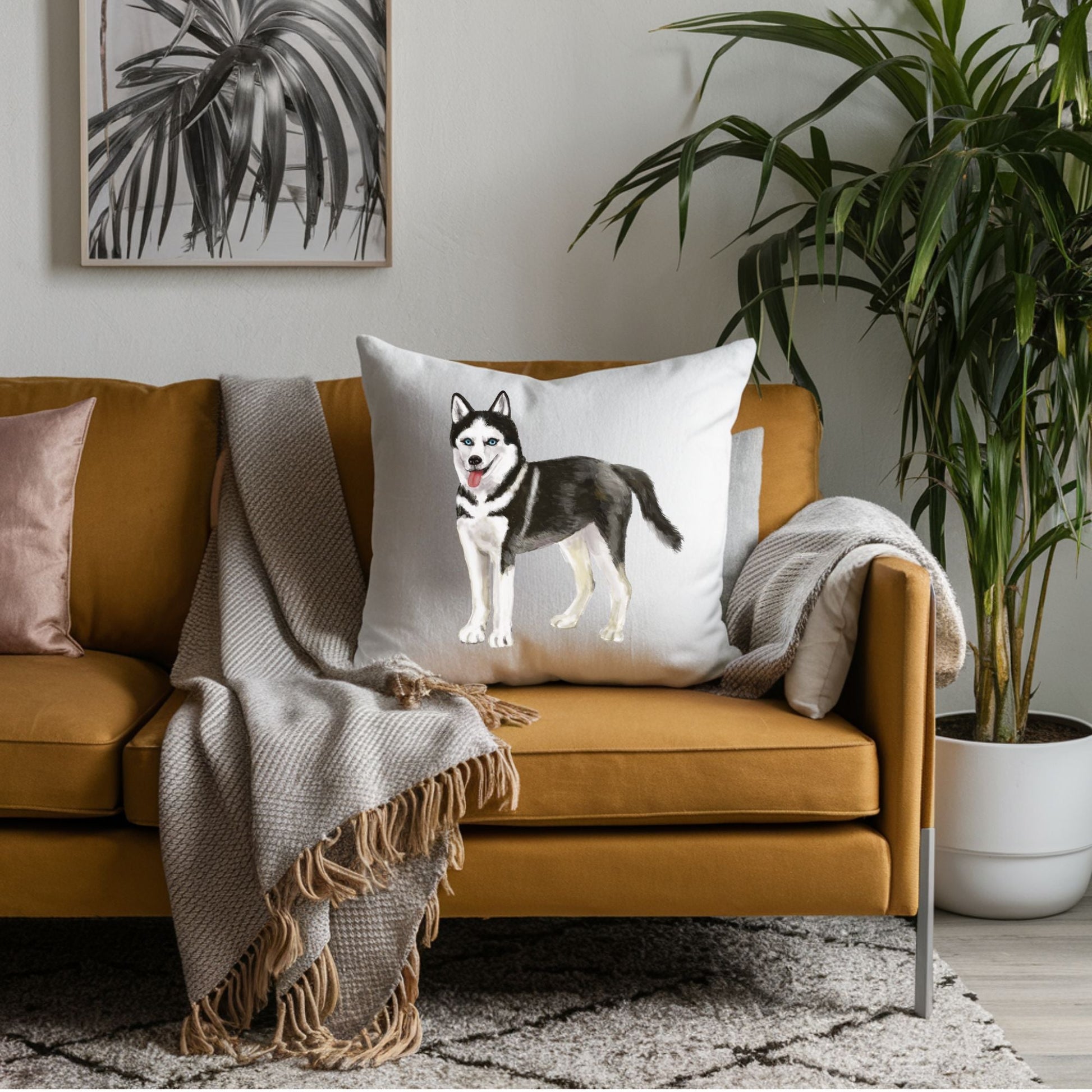 Siberian Husky Pillow - MerikaArt