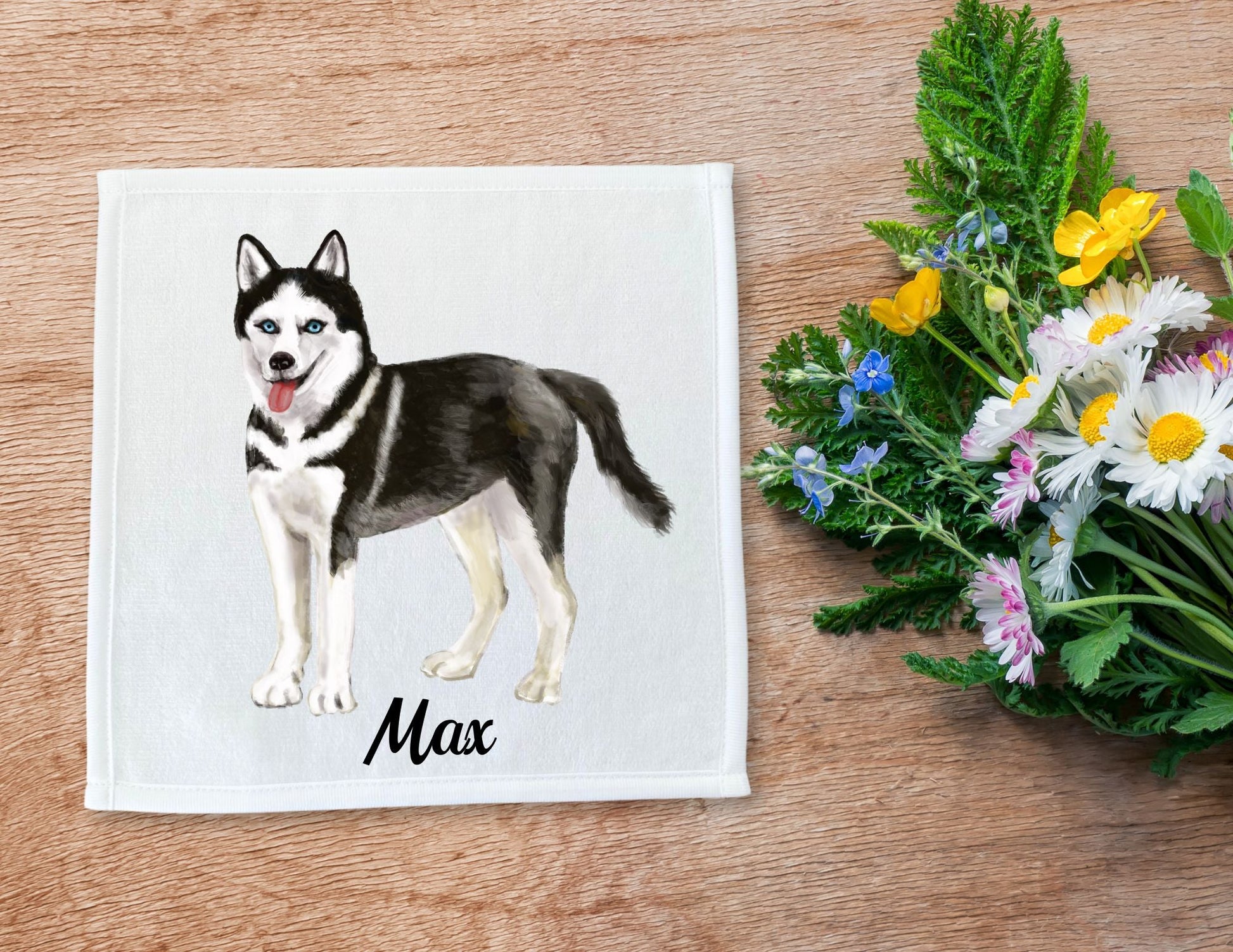 Siberian Husky Washcloth - MerikaArt