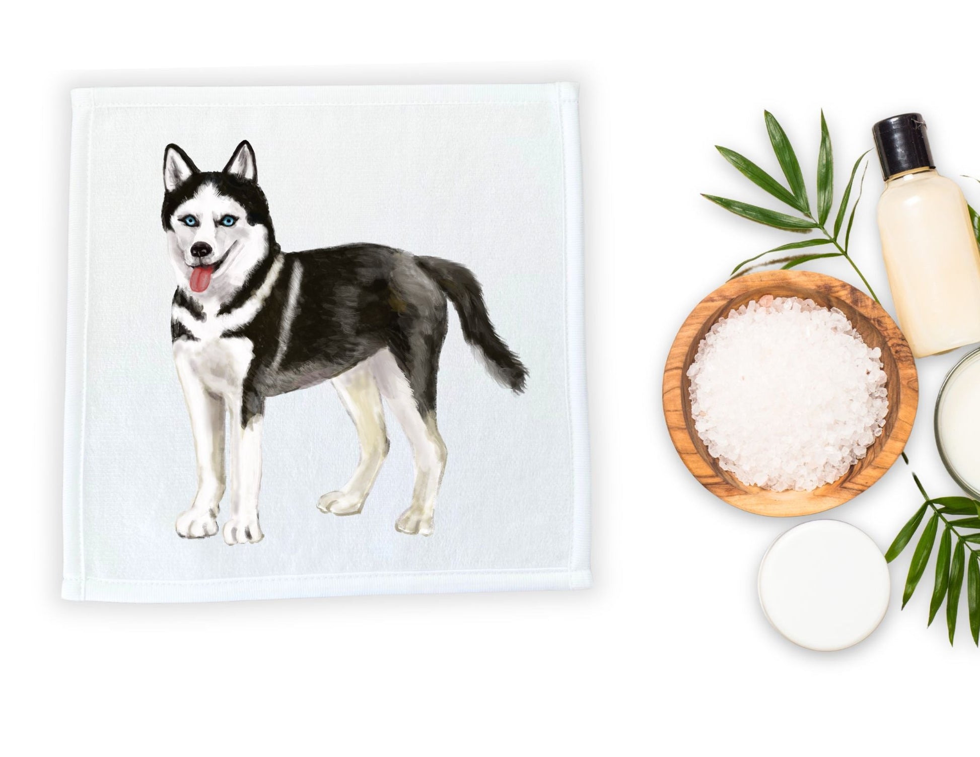 Siberian Husky Washcloth - MerikaArt