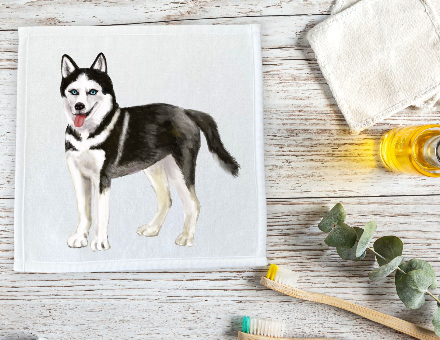 Siberian Husky Washcloth - MerikaArt