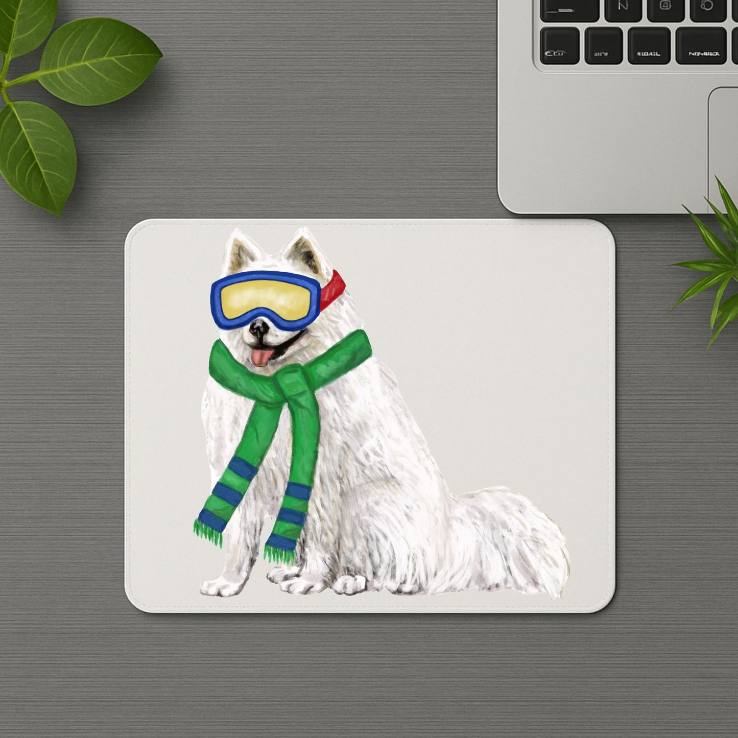 Ski Samoyed Dog Mousepad - MerikaArt