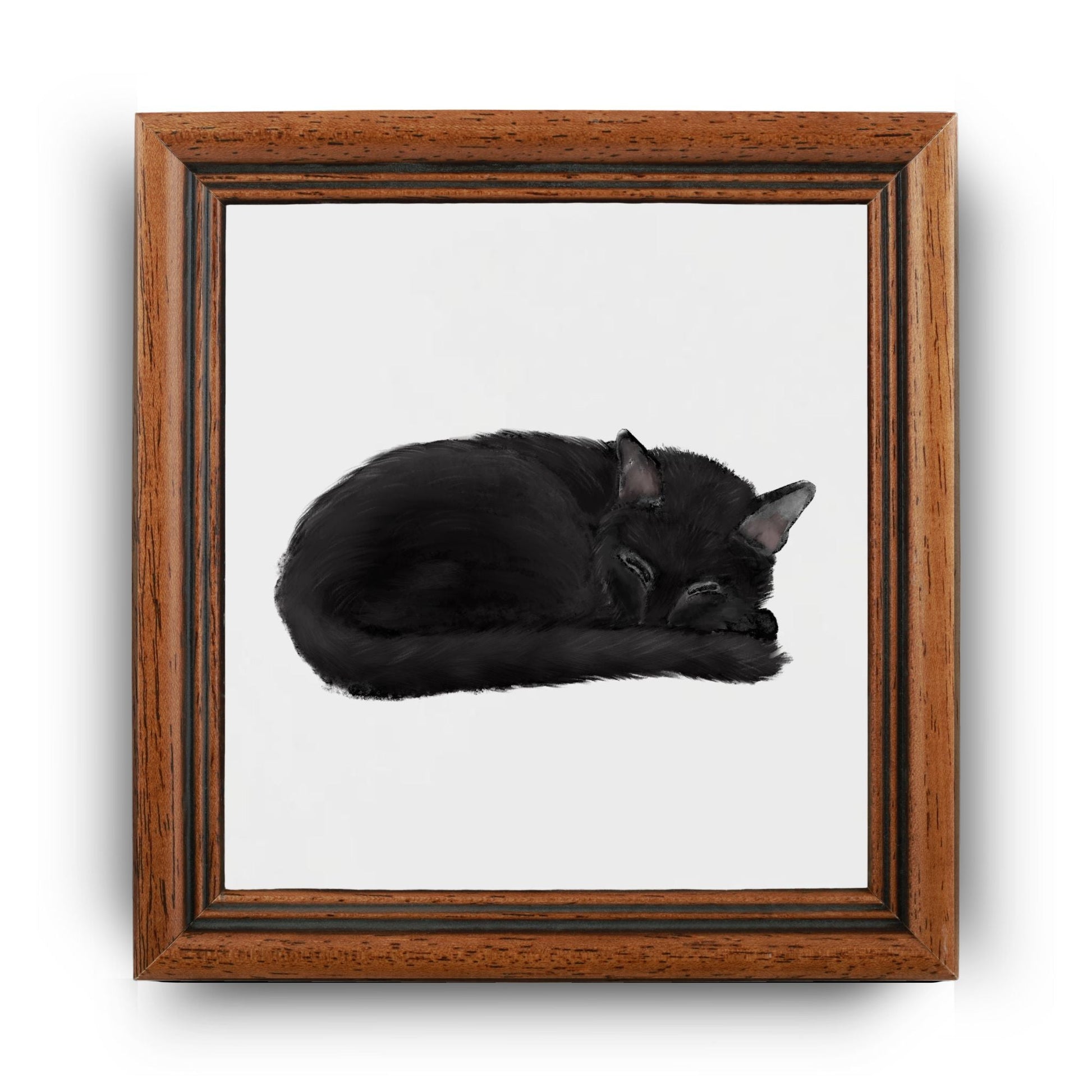 Sleeping Black Cat Ceramic Tile - MerikaArt