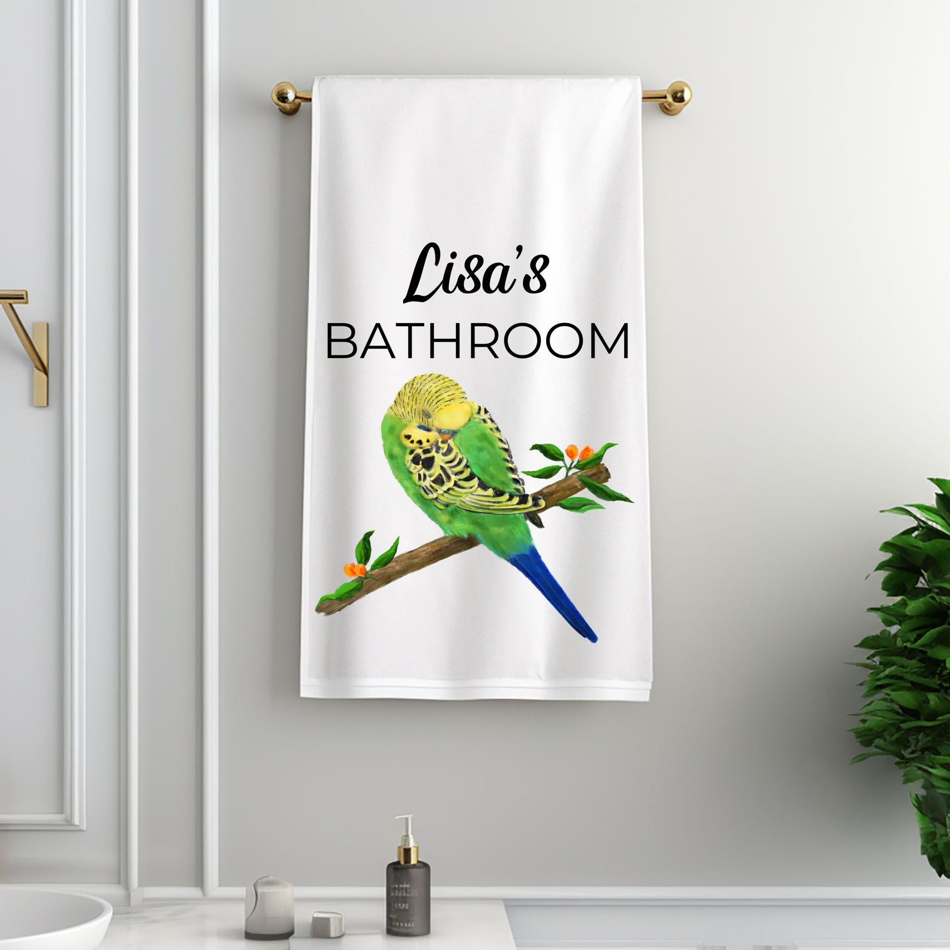 Sleeping Budgie Bathroom Towel - MerikaArt